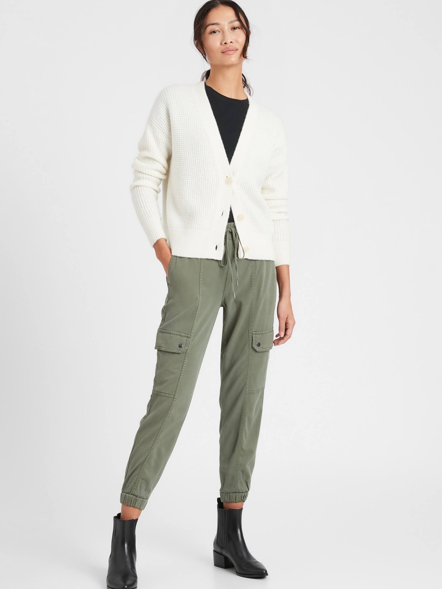 Banana Republic Women's Cargo Jogger Flight Jacket Green Size M