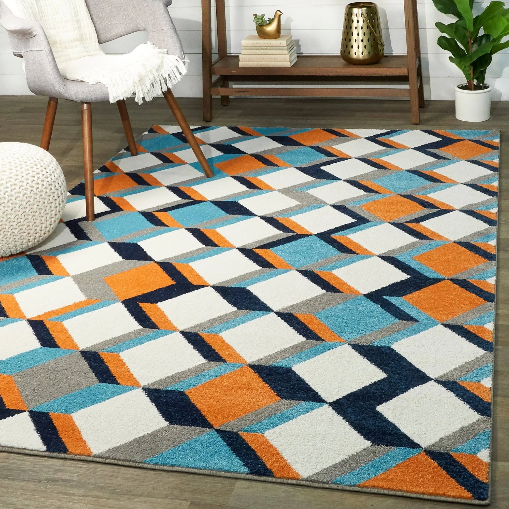 Balta Riley Geometric Blue 8 ft. x 10 ft. Area Rug