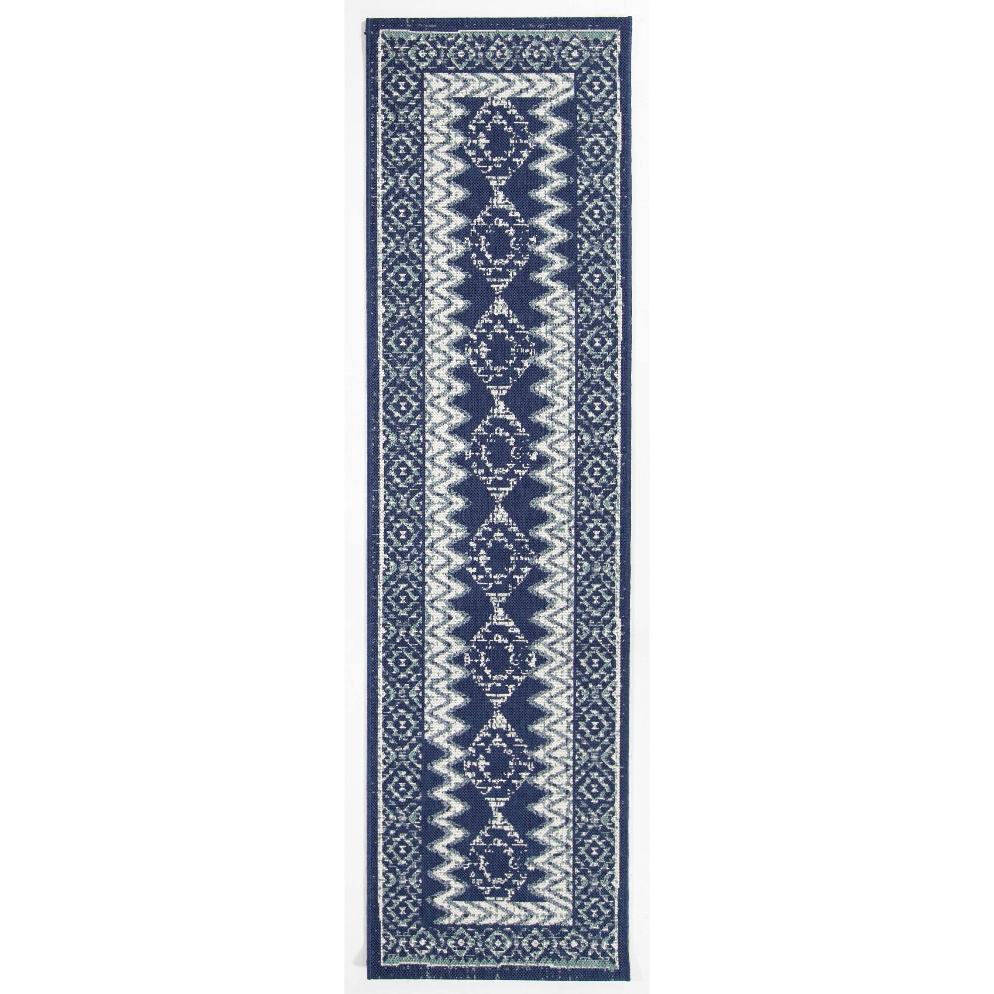 BALTA Rugs Augusto Modern Southwestern Indoor/Outdoor Area Rug, Dark Blue, 7&10x22 x 10&