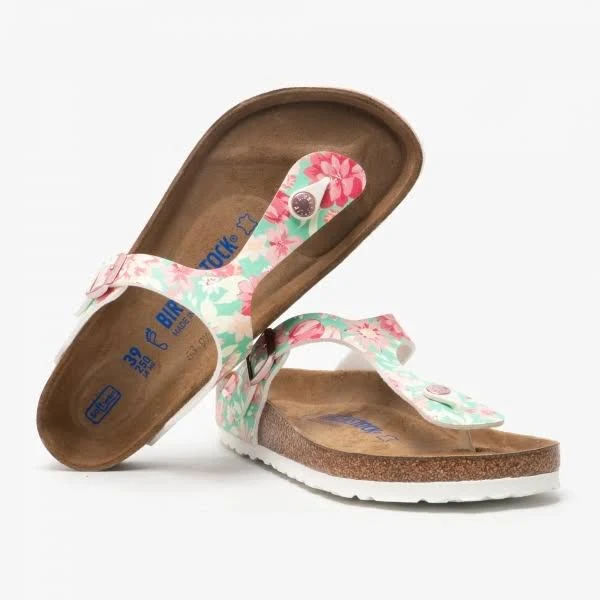 Birkenstock Women's Tongs Gizeh SFB Birko-Flor Supernatural Flower Emerald Sandal