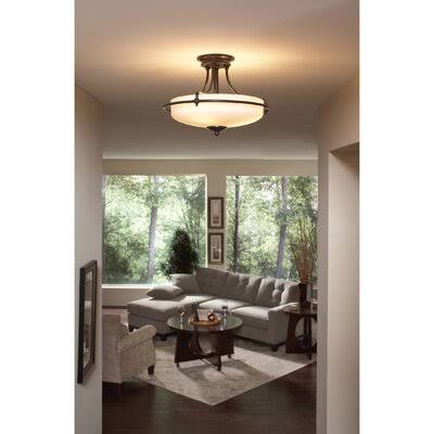 Matthias 3-Light Semi Flush Mount Size: 12x22 H x 17x22 W x 17x22 D, Fixture Finish: Palladian Bronze