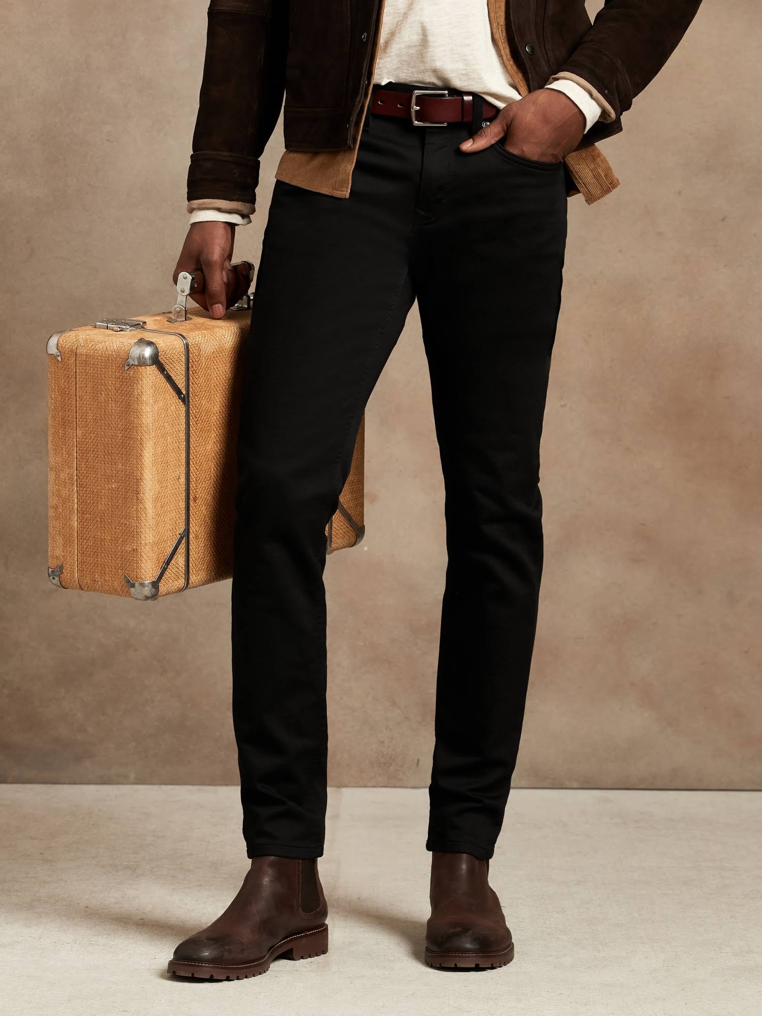 Banana Republic Men's Skinny Traveler Pant Black Size 42W 34L