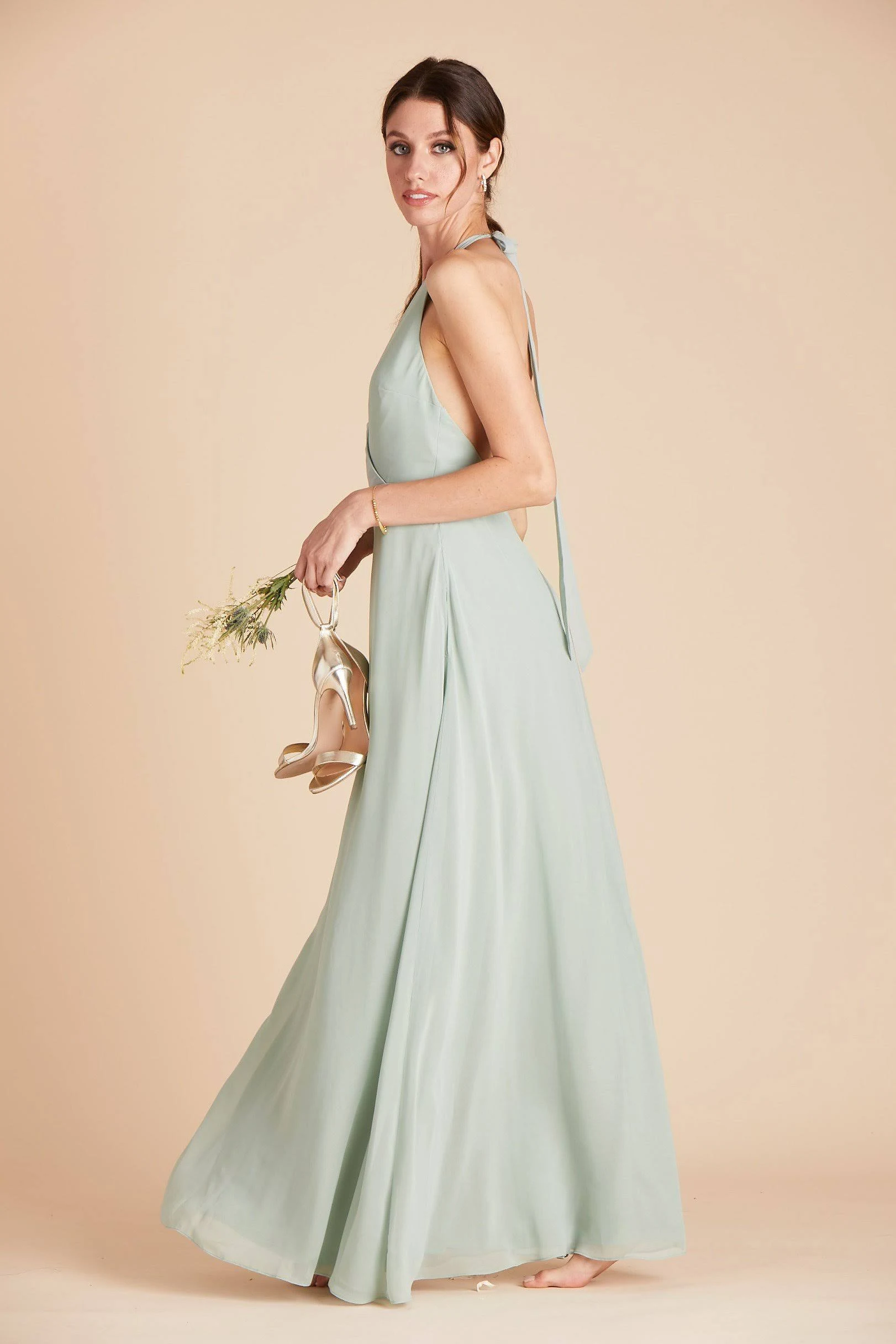 Birdy Grey Moni Convertible Chiffon Bridesmaid Dress in Sage XL / Sage