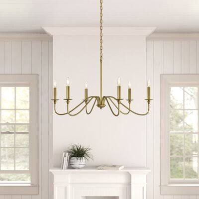 Ableton 6 - Light Candle Style Chandelier Birch Lane Finish: Brass, Size: 36x22 W x 19x22 H