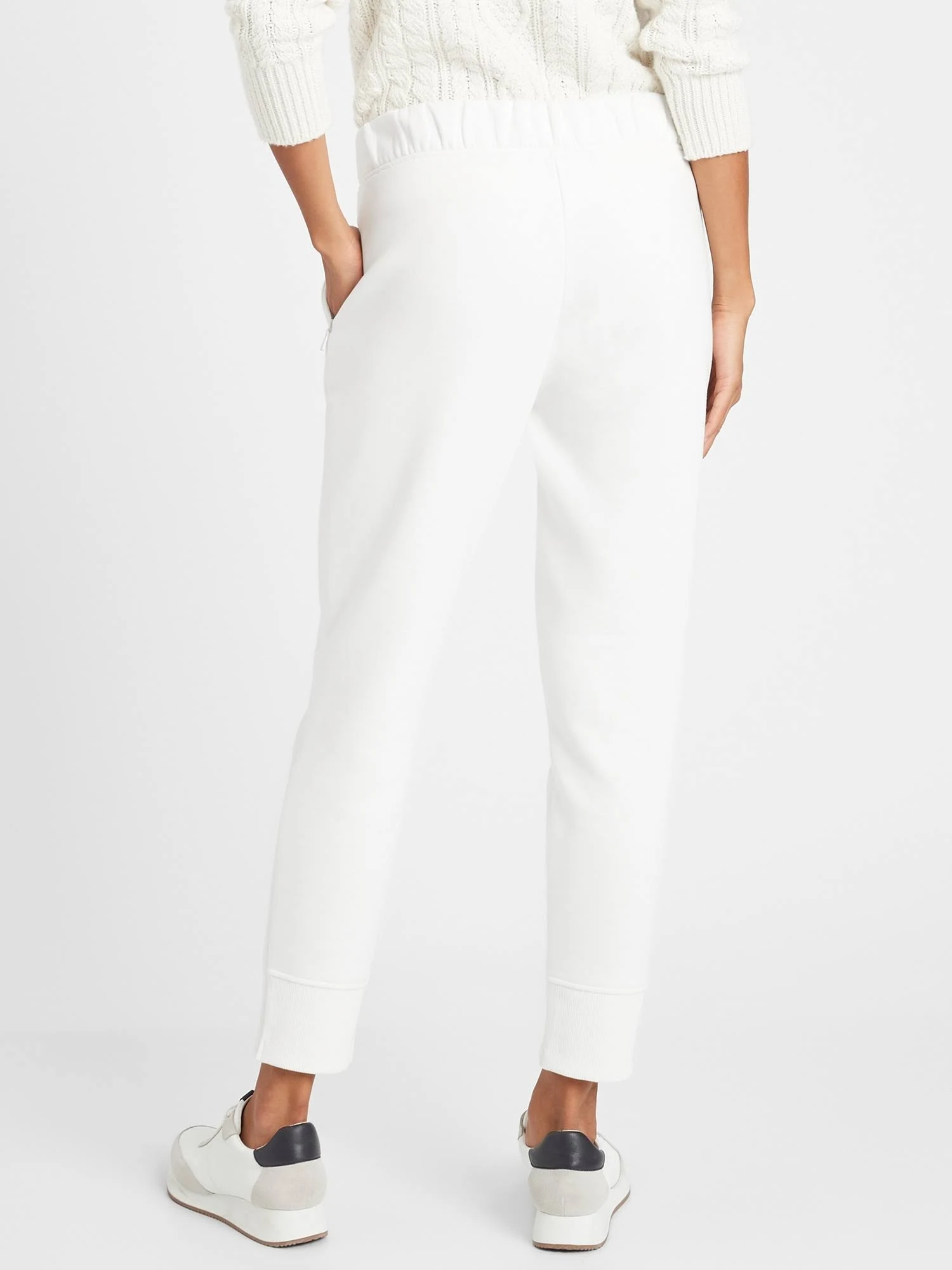 Banana Republic Women's Cozy Fleece Commuter Jogger Almond Beige Size L