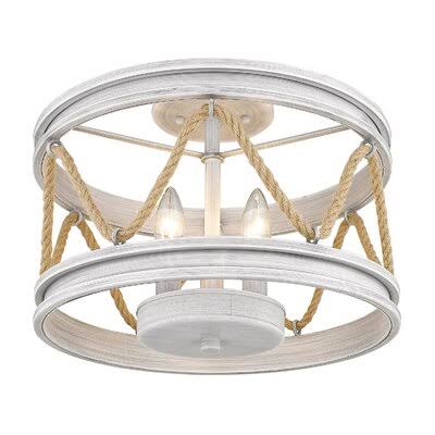 Vandervoort 3 - Light 14.75x22 Caged Drum Semi Flush Mount Fixture Finish: Gray Driftwood