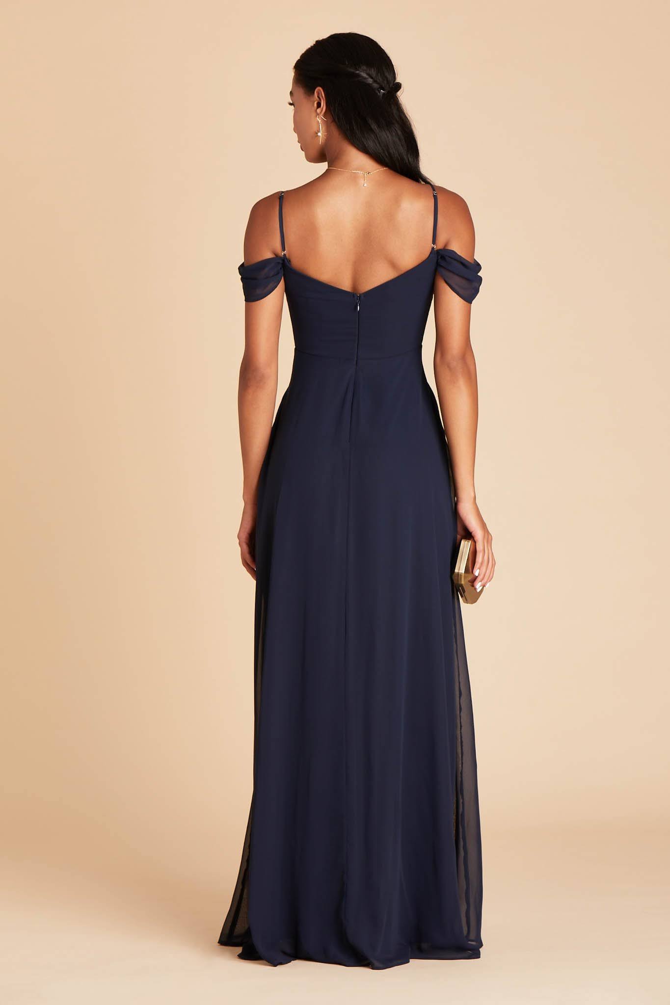 Devin Convertible Chiffon Bridesmaid Dress in Navy XL / Navy / No Slit