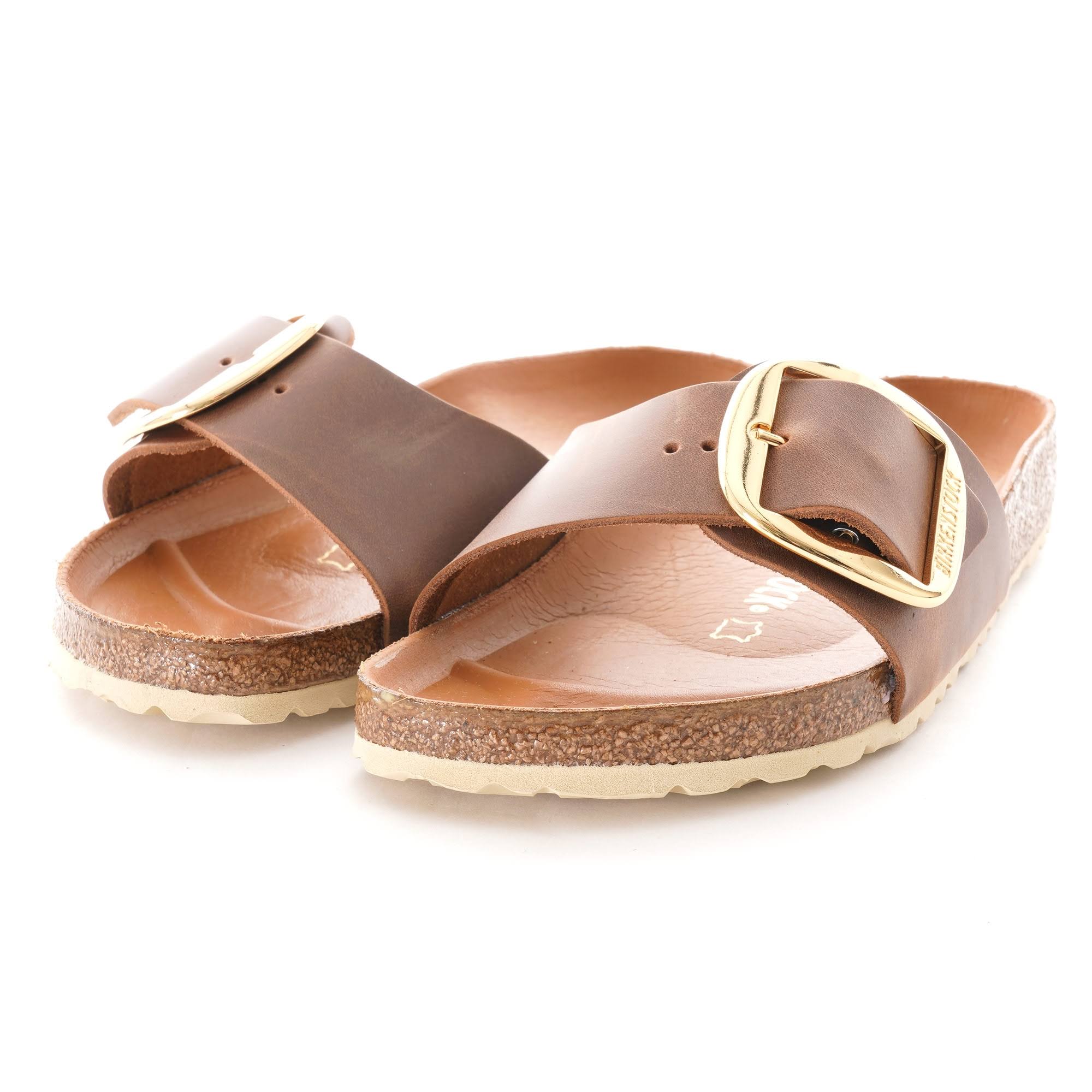 Birkenstock Madrid Big Buckle Oiled Leather Sandals - Cognac