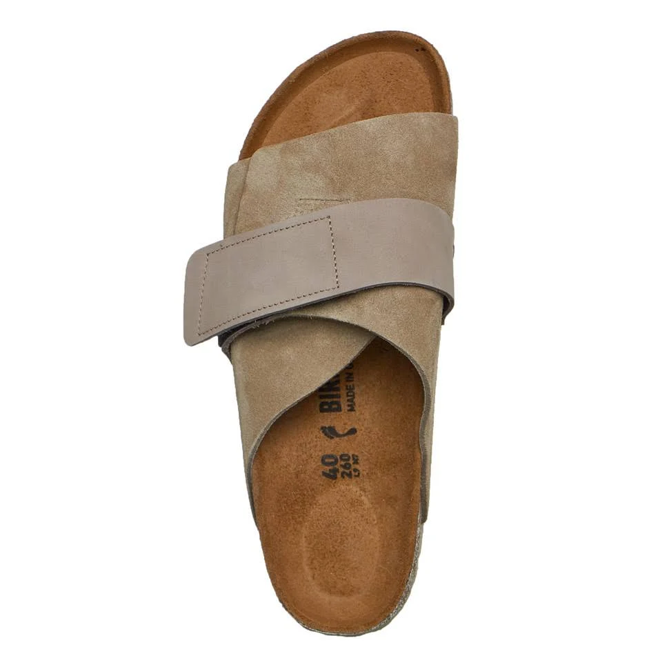 Birkenstock Kyoto Nubuck/Suede Leather Taupe One-Strap Sandals