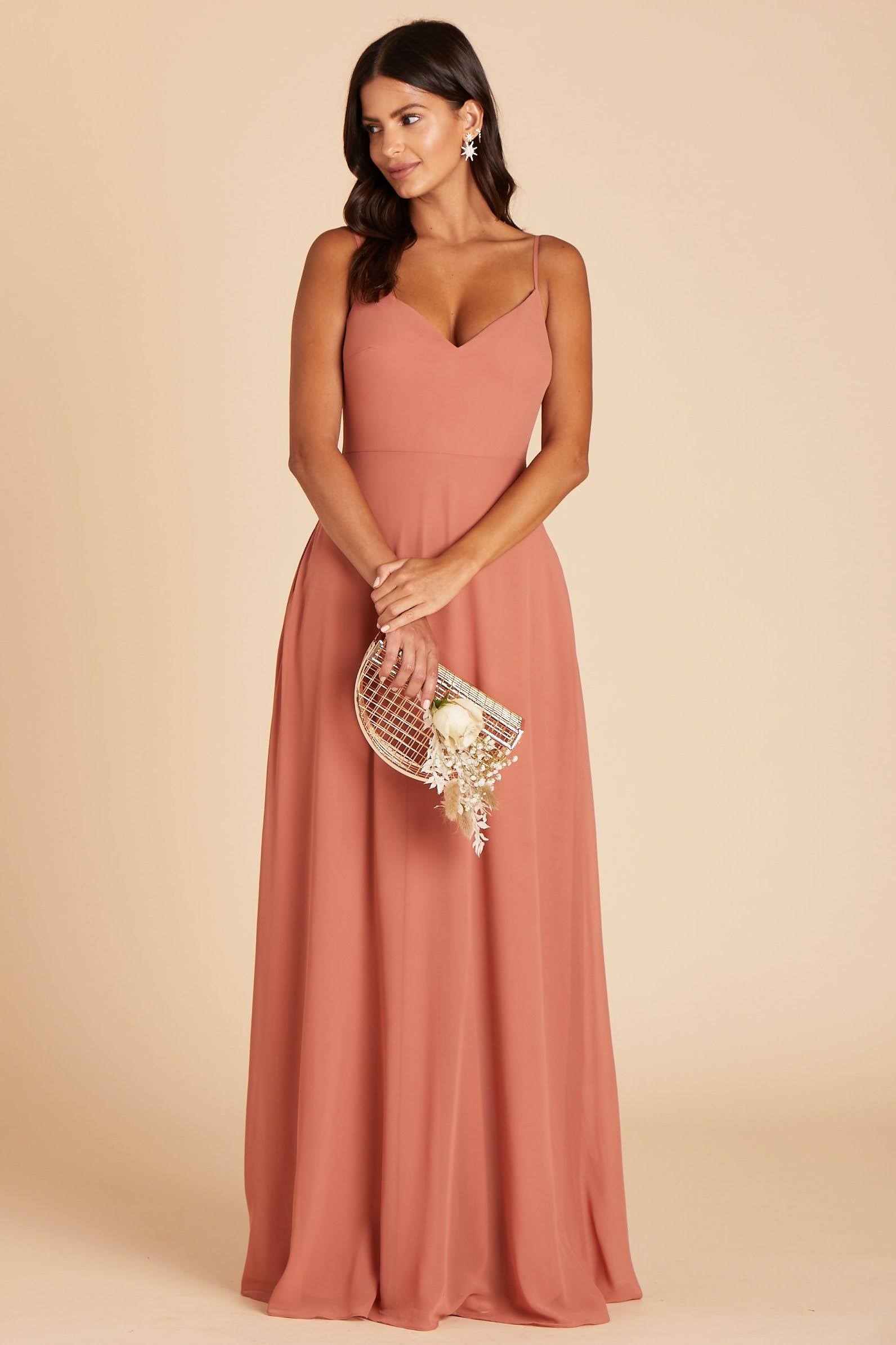 Birdy Grey Devin Convertible Chiffon Bridesmaid Dress in Terracotta L / Terracotta / No Slit