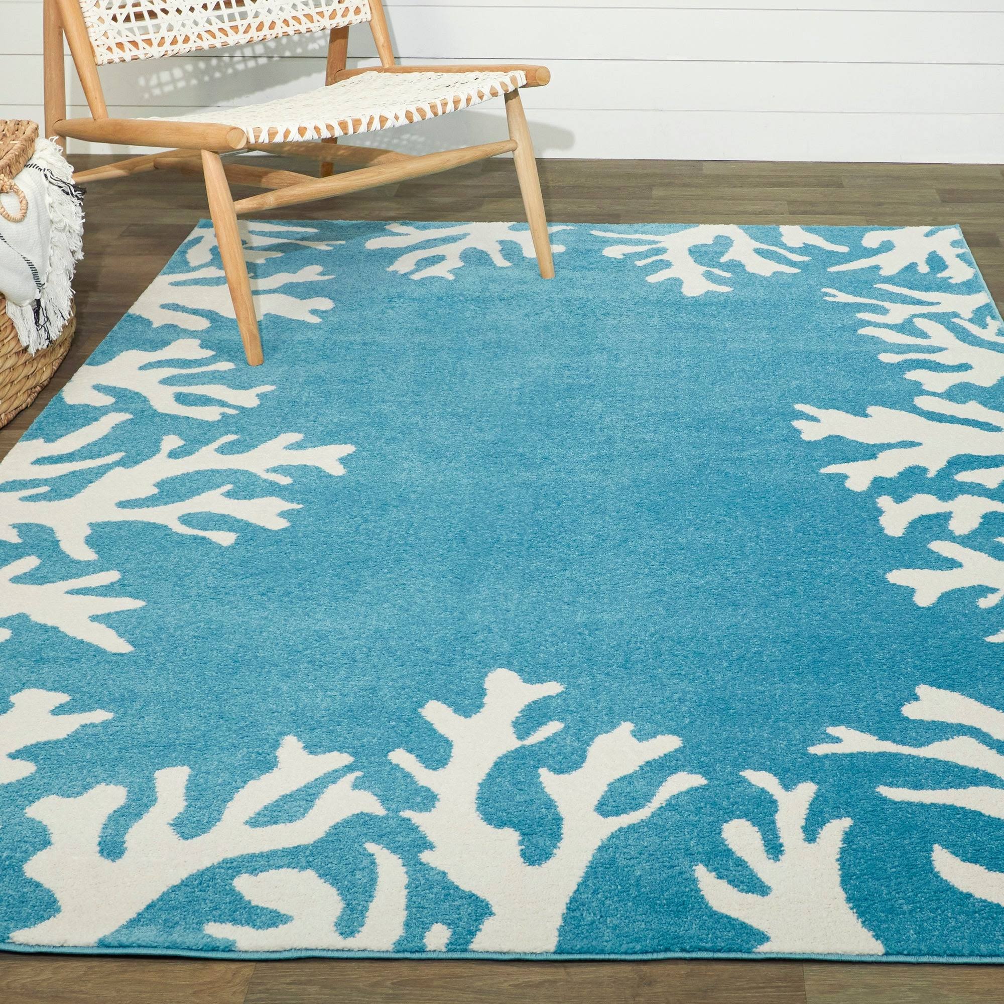 BALTA Caswell Blue 8 ft. x 10 ft. Coastal Coral Area Rug