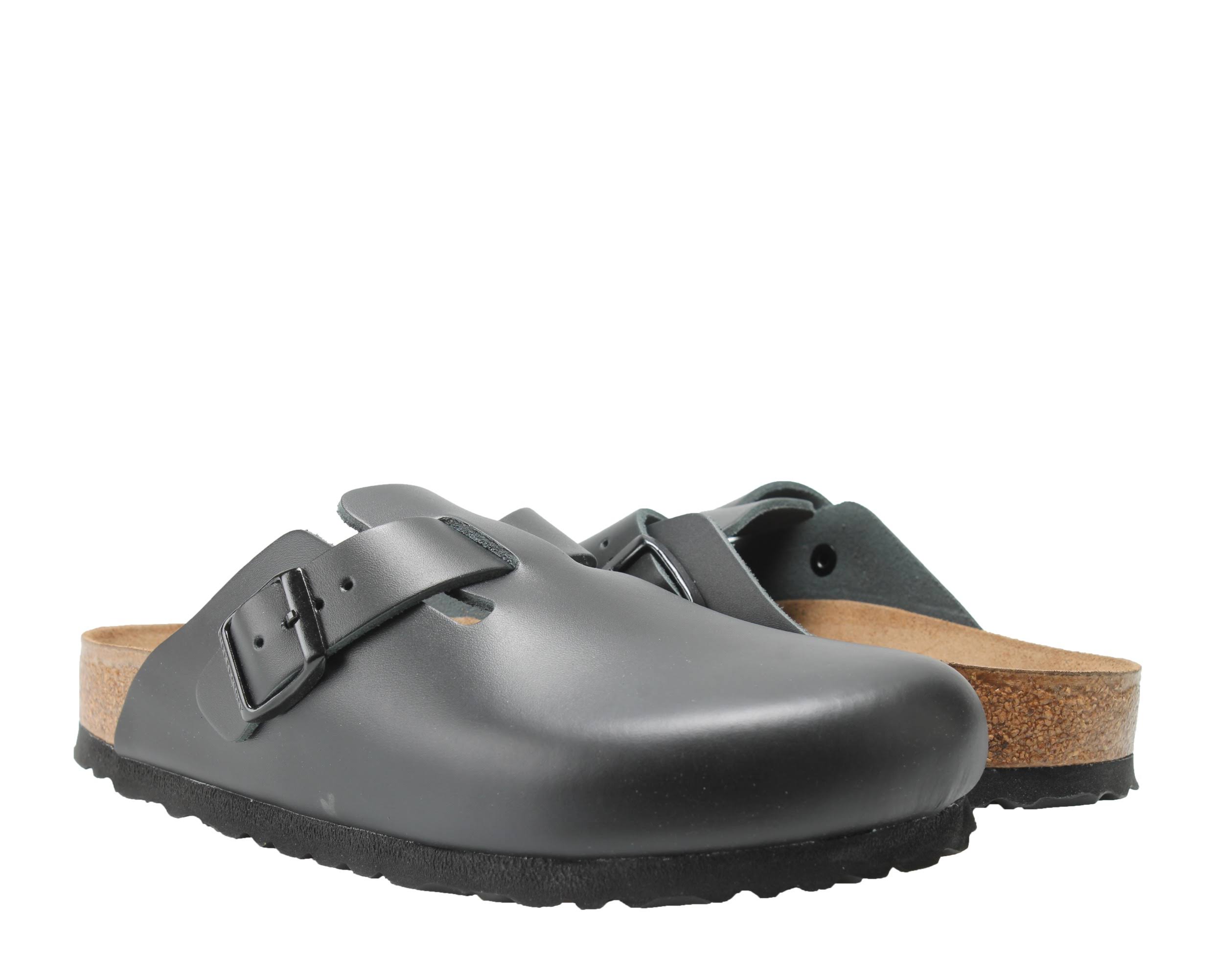Birkenstock Boston Shoes Natural Leather Black