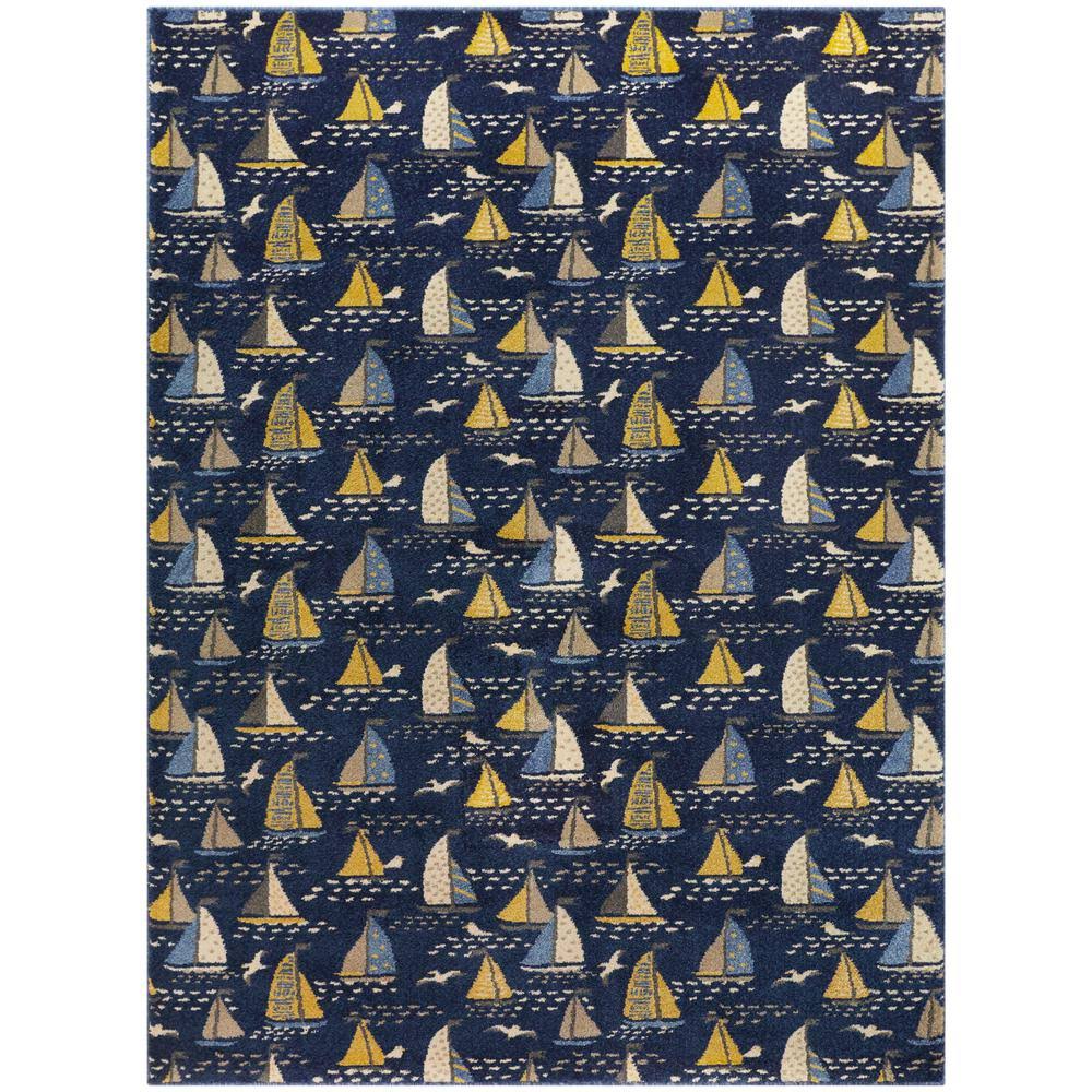 BALTA Bay Marina Dark Blue 8 ft. x 10 ft. Coastal Boat Area Rug