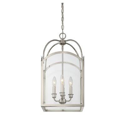 Devansh 4 - Light Lantern Rectangle Chandelier Finish: Polished Nickel, Size: 23x22 H x 12x22 W x 12x22 D