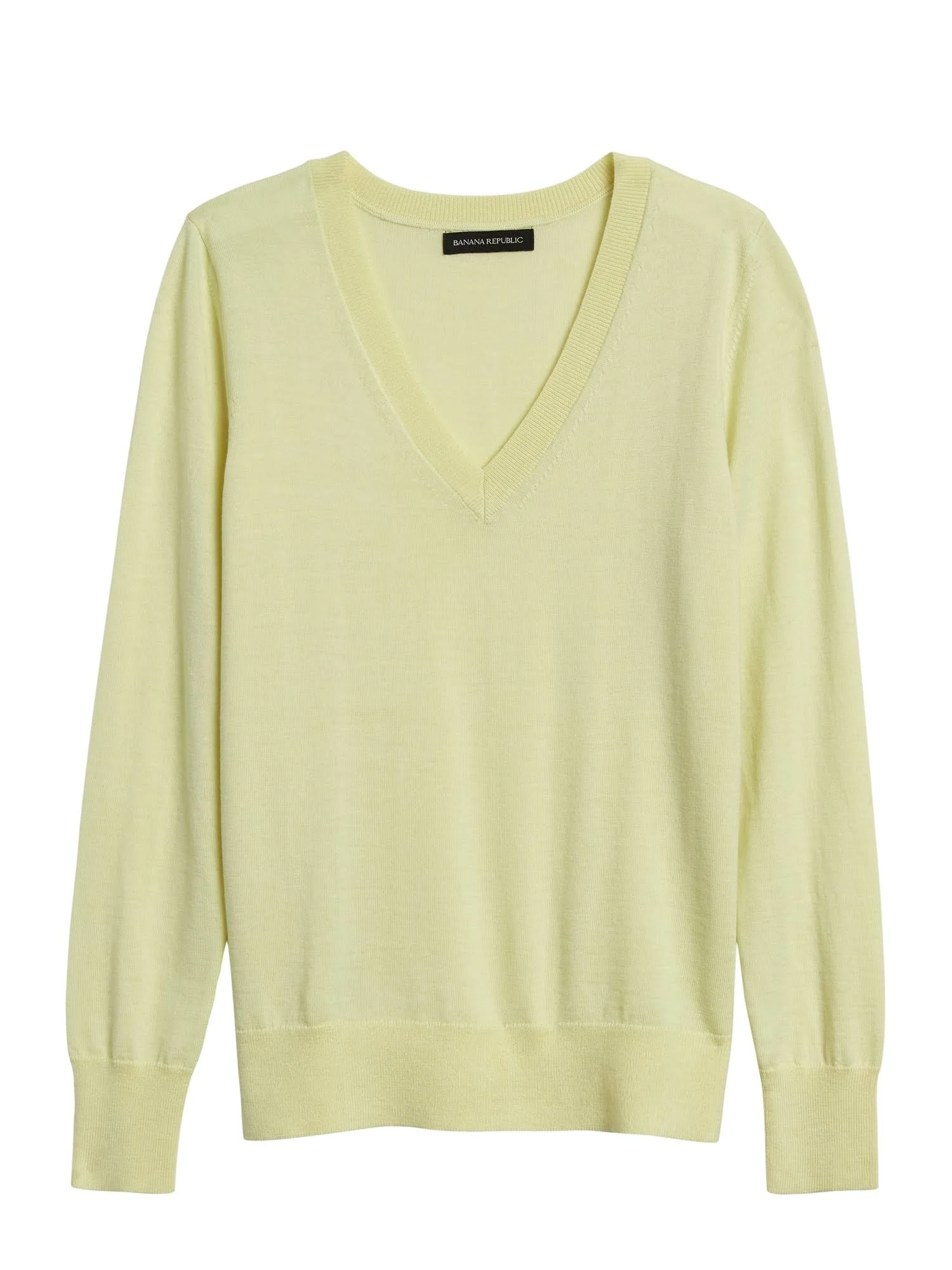 Banana Republic Women's Washable Merino V-Neck Sweater South Beach Yellow Size Xs