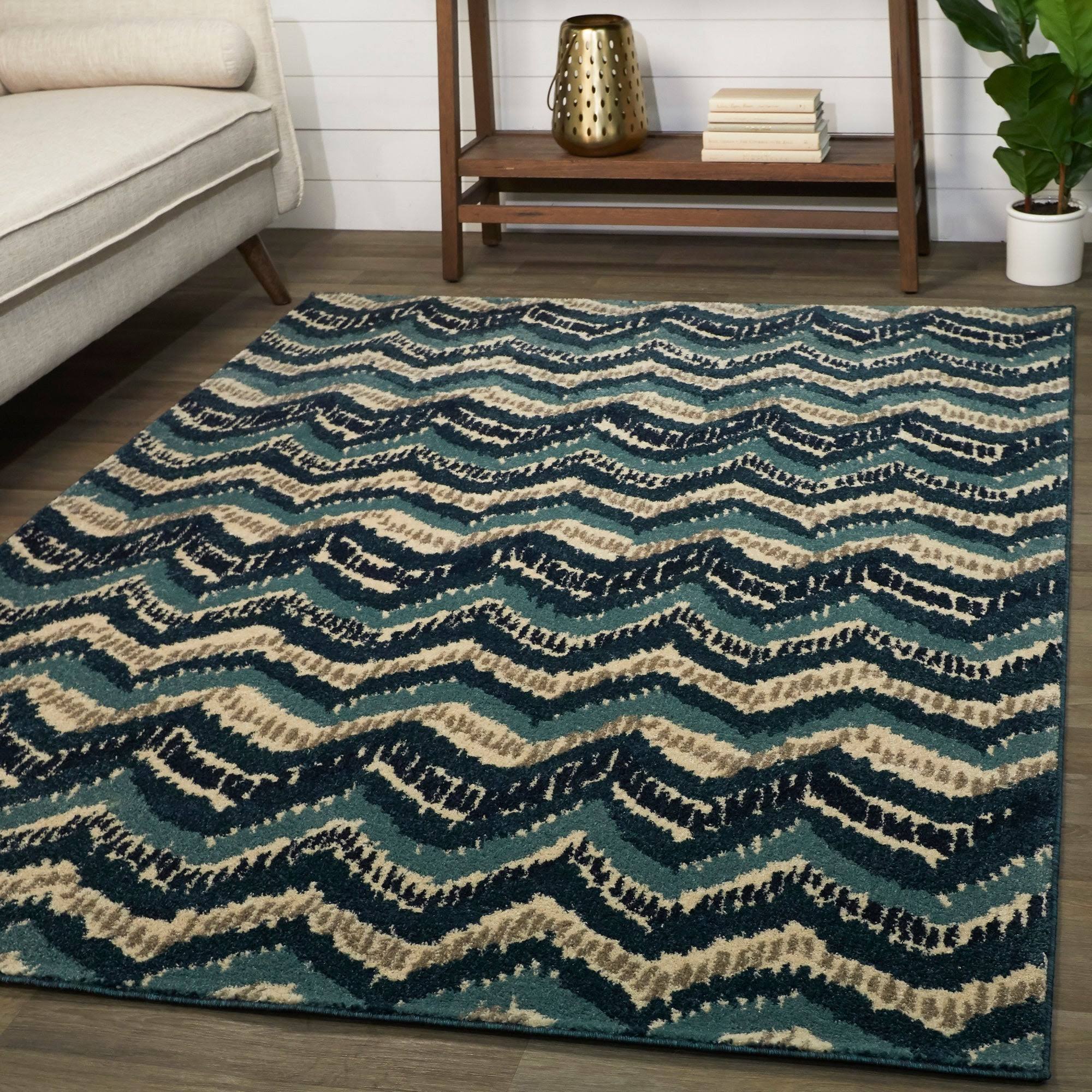 BALTA Fazio Dark Blue 8 ft. x 10 ft. Modern Chevron Area Rug
