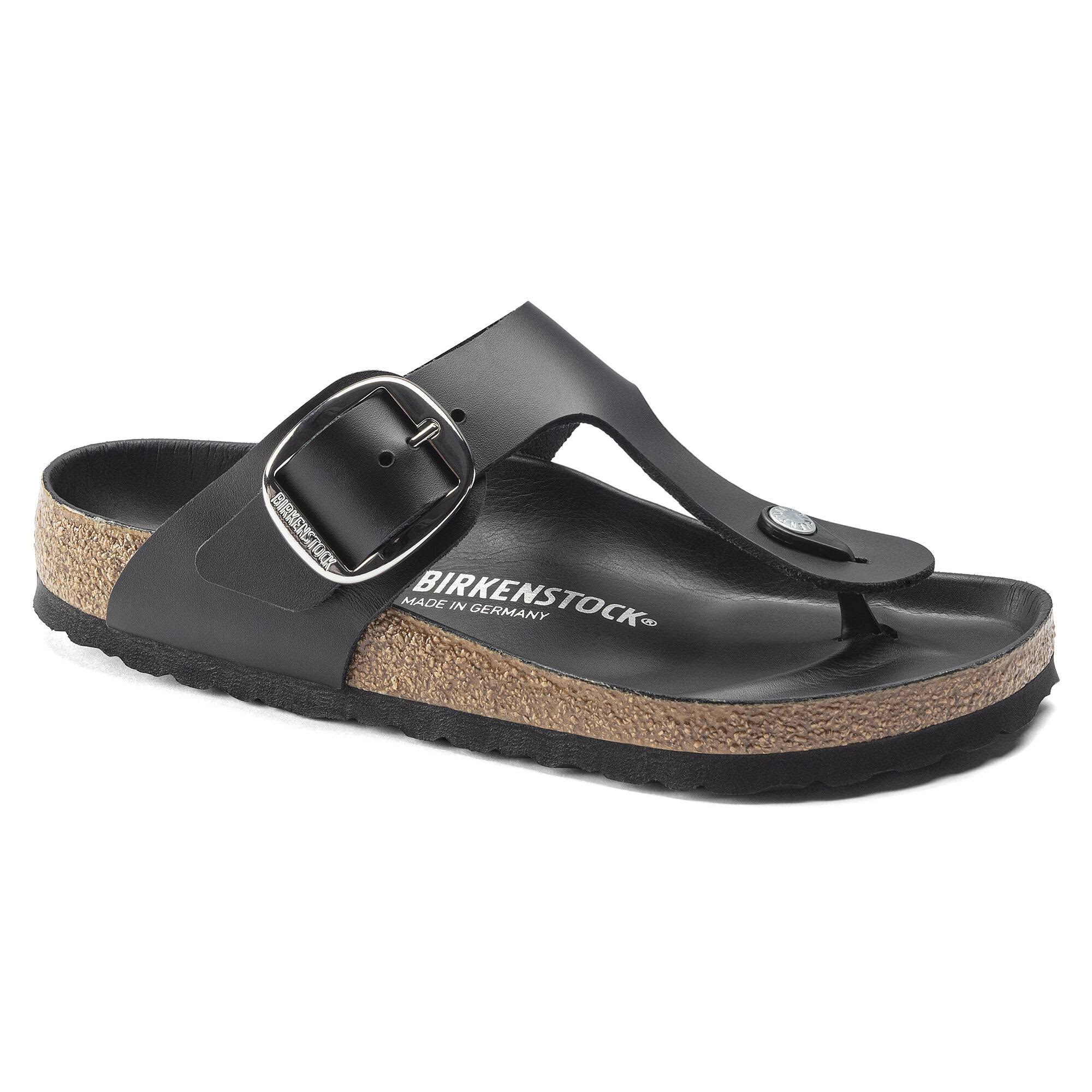 Birkenstock Gizeh Big Buckle Natural Leather Black Thong Sandals