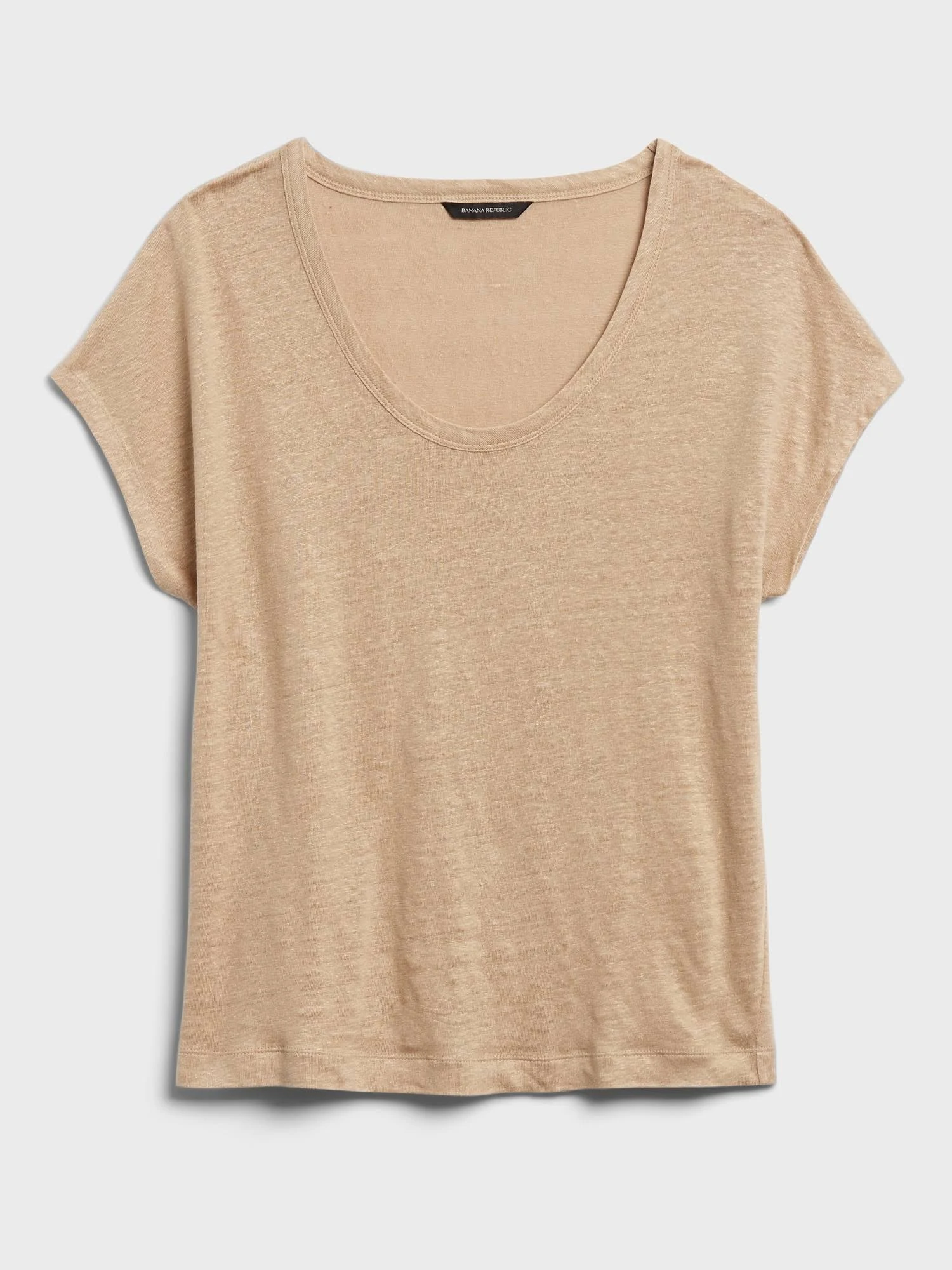 Banana Republic Women's Linen Scoop-Neck T-Shirt Cool Beige Size XL