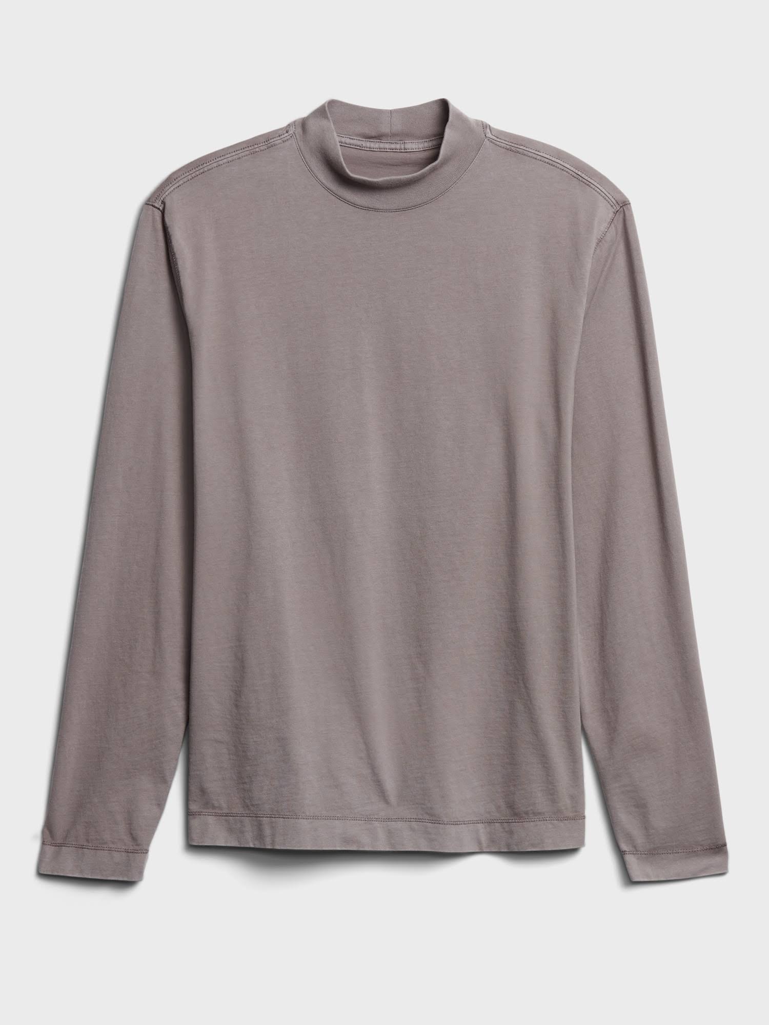 Banana Republic Men's Authentic Supima Mock-Neck T-Shirt Luna Gray Size S