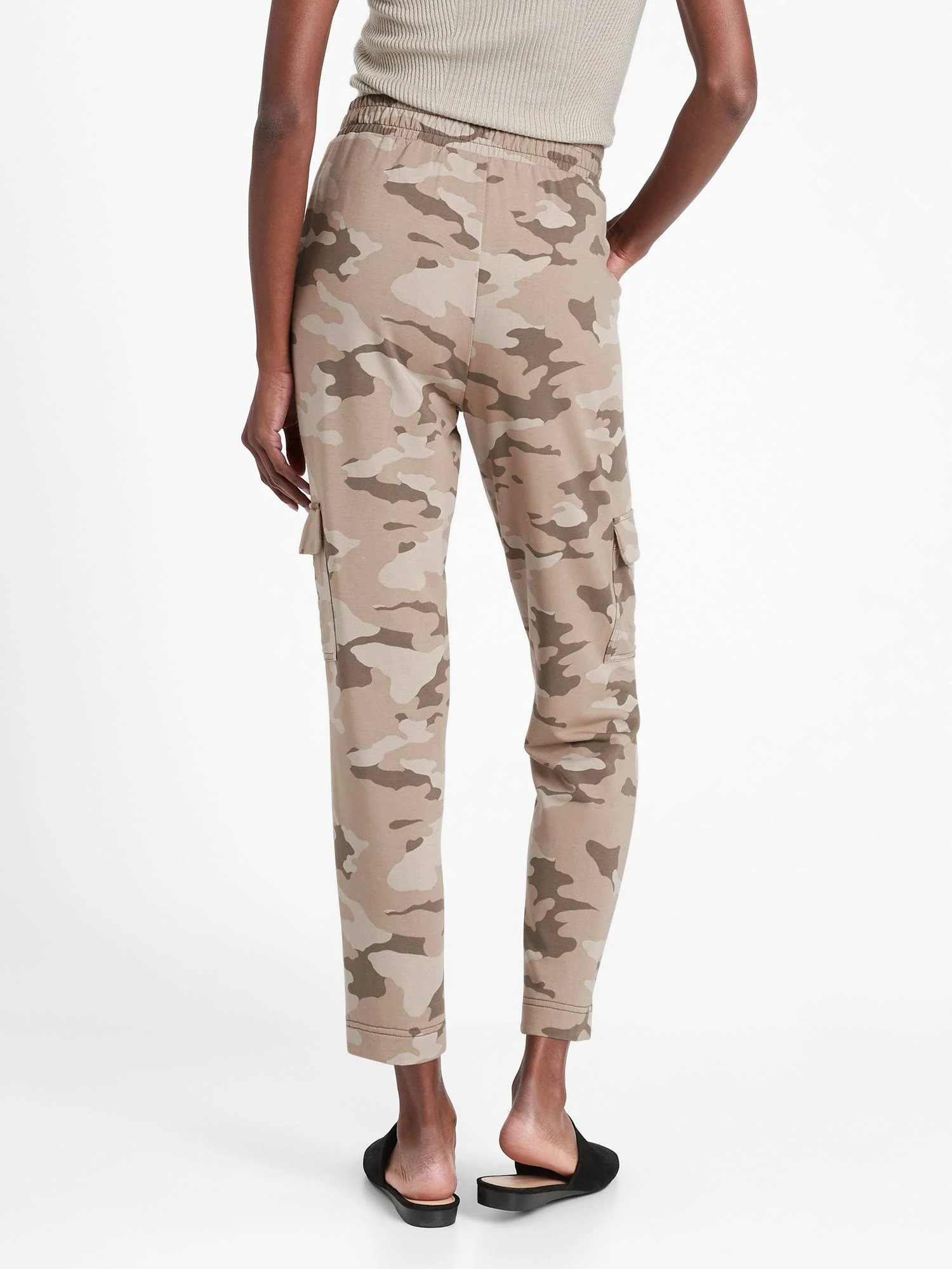 Banana Republic Women's Baby Terry Cargo Jogger Vintage Camo Green Size Xxs