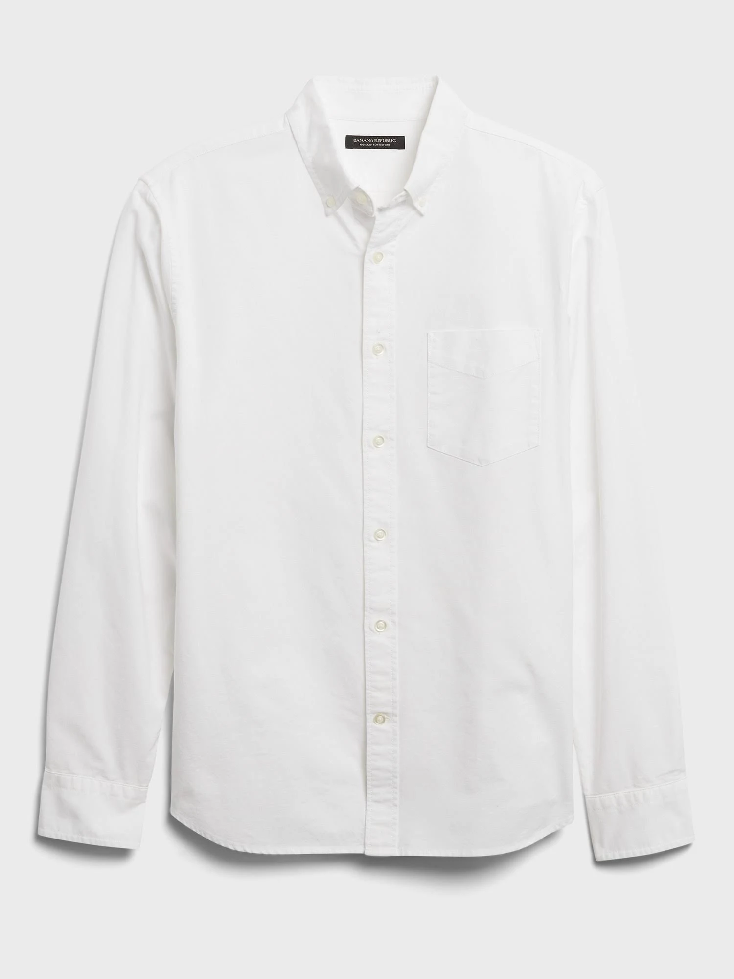 Banana Republic Men's Untucked Standard-Fit Cotton Oxford Shirt Optic White Size XXL
