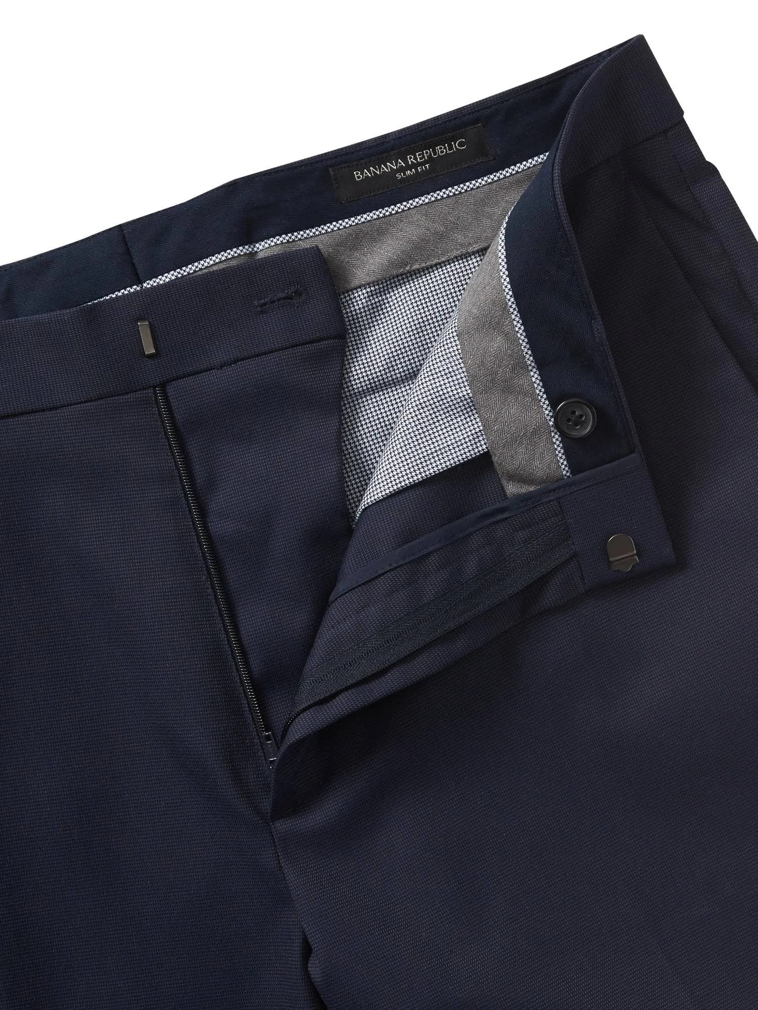 Banana Republic Men's Slim Non-Iron Stretch Cotton Solid Pant Navy Size 35W 34L