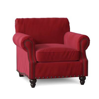 Landry 40x22 Wide Down Cushion Armchair Birch Lane Body Fabric: Bayou Flame, Nailhead Detail: Old Gold Spotted