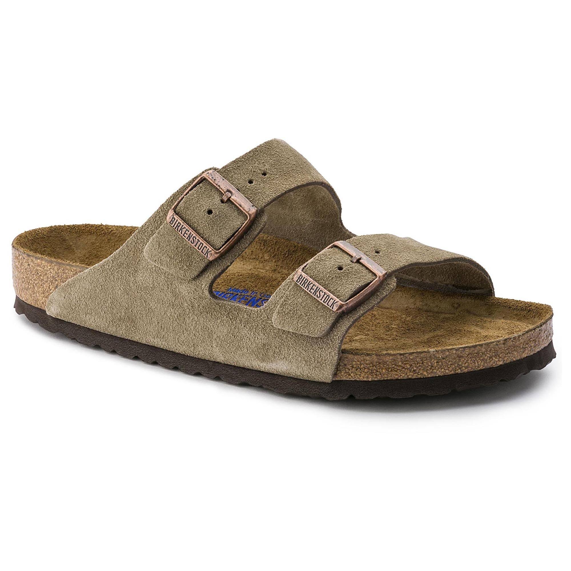 Birkenstock Arizona Suede Leather Taupe Two-Strap Sandals