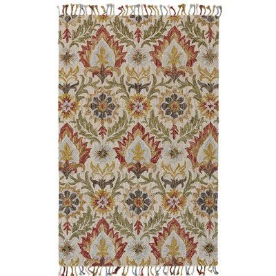 Kessel Floral Handmade Tufted Wool Olive/Red Area Rug