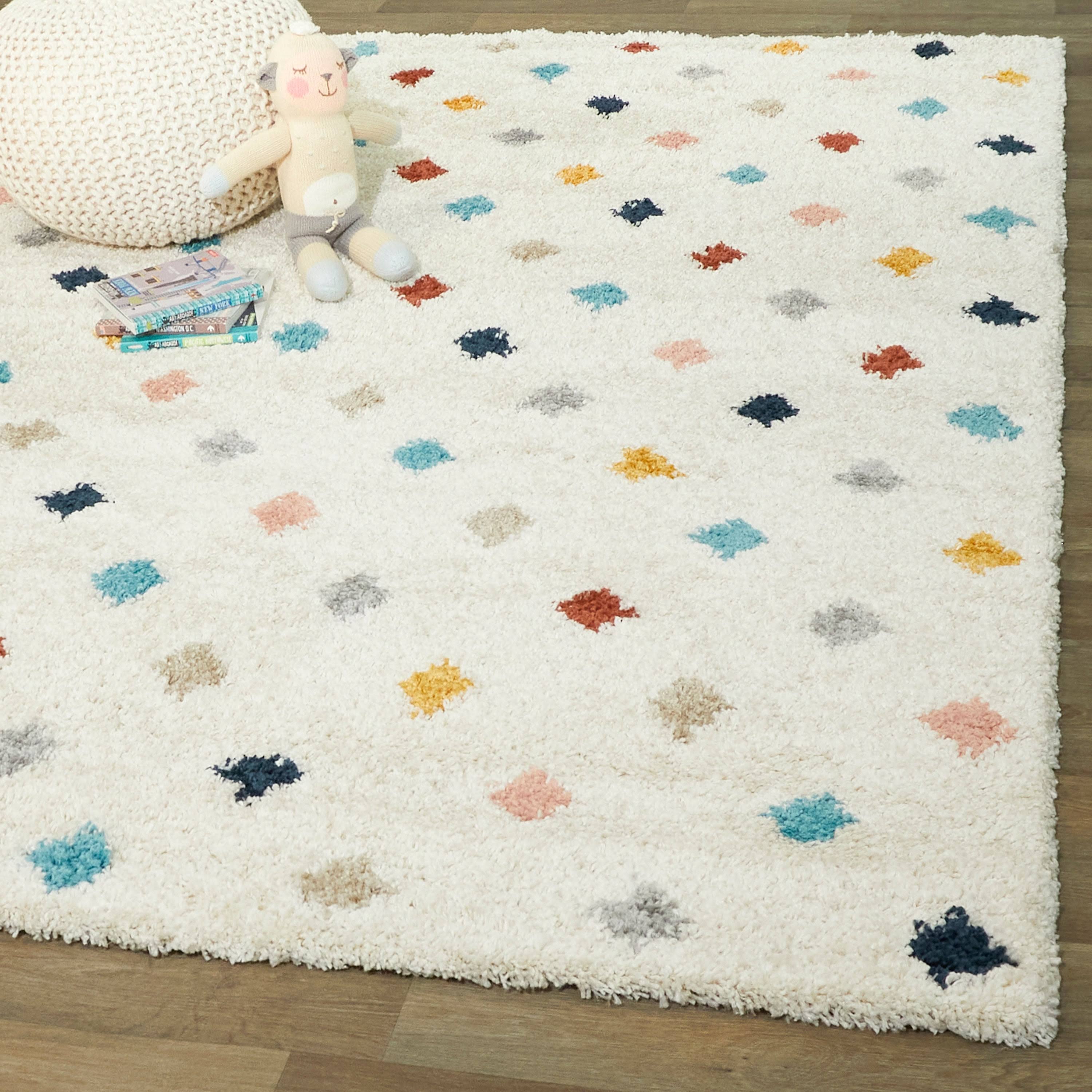 BALTA Hudson Diamond Shag White 5 ft. x 7 ft. Area Rug