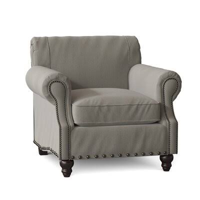 Landry 40x22 Wide Down Cushion Armchair Birch Lane Body Fabric: Baet Ash, Nailhead Detail: Old Gold Spotted