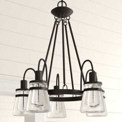 Barnhart 5 - Light Lantern Wagon Wheel Chandelier Birch Lane