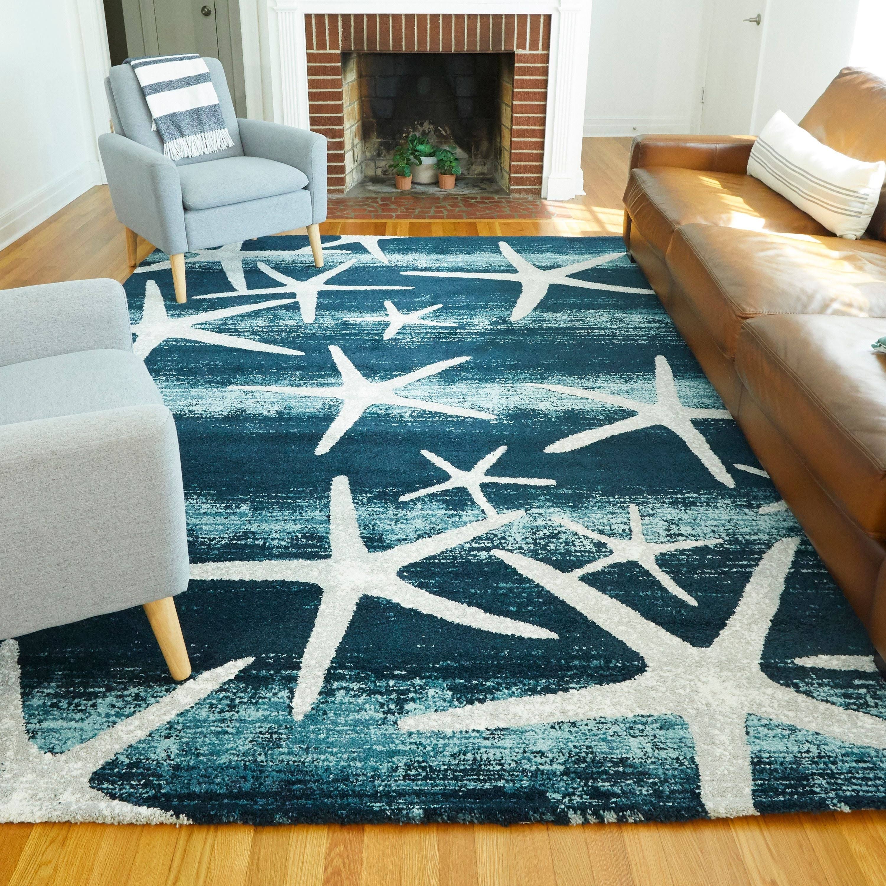 BALTA Martin Blue 8 ft. x 10 ft. Coastal Starfish Area Rug