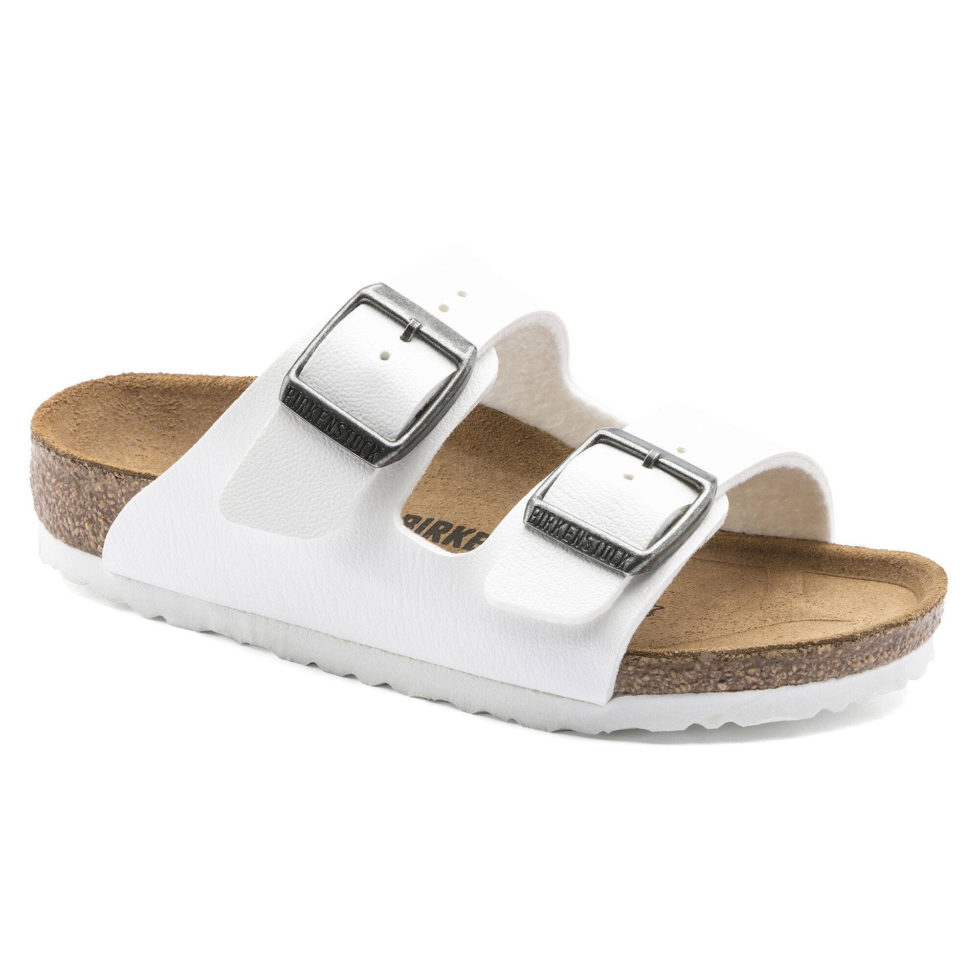 Birkenstock Kids Arizona Birko-Flor White Two-Strap Sandals
