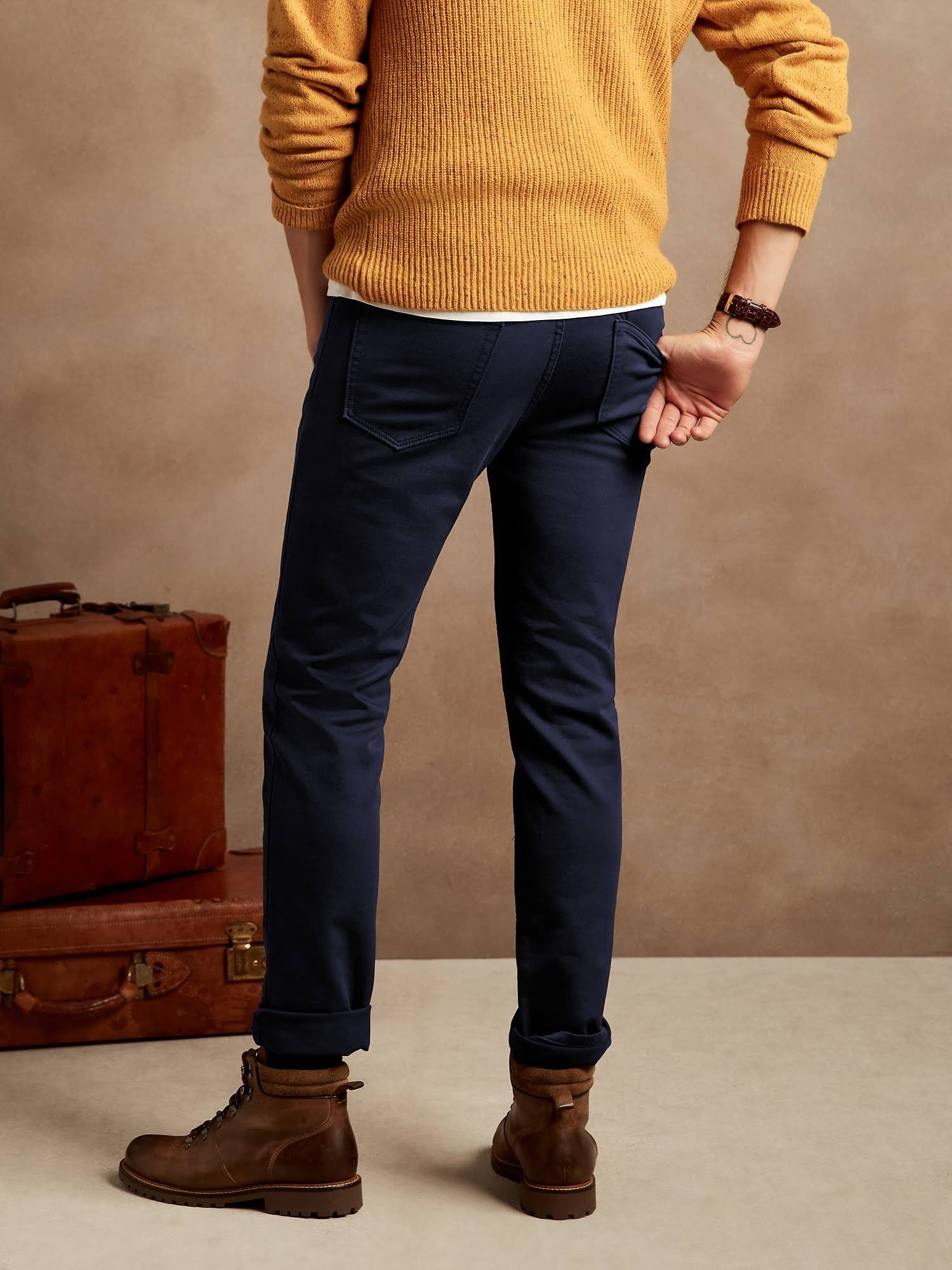 Banana Republic Men's Slim Traveler Pant Navy Size 33W 32L