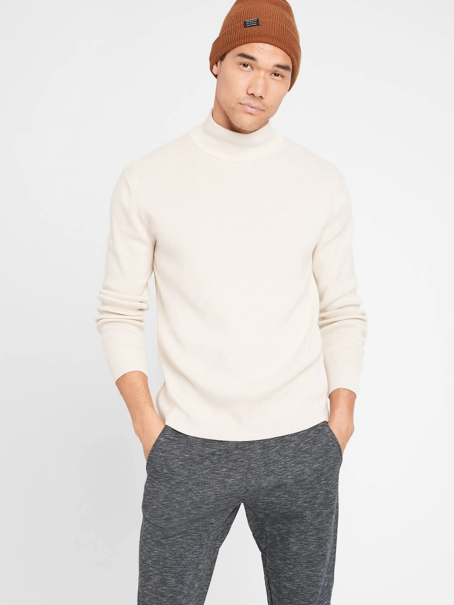 Banana Republic Men's Supima Mock-Neck Sweater Transition Cream White Size M