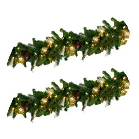 Balsam Hill Pine Peak Artificial 6 ft Prelit Holiday Christmas Garland (2 Pack), Green
