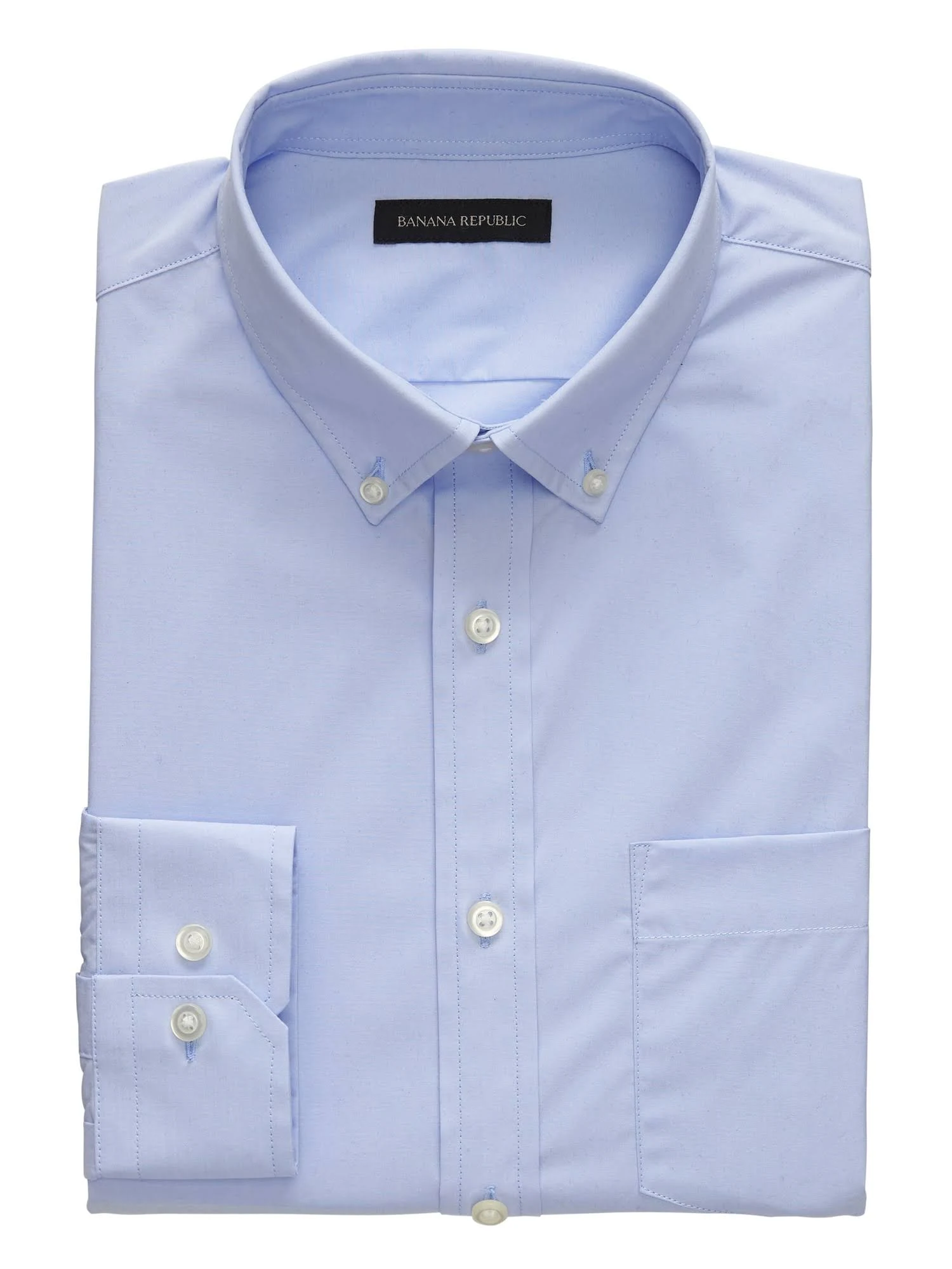 Banana Republic Men's Slim-Fit Tech-Stretch Cotton Shirt Basic Blue Size XL