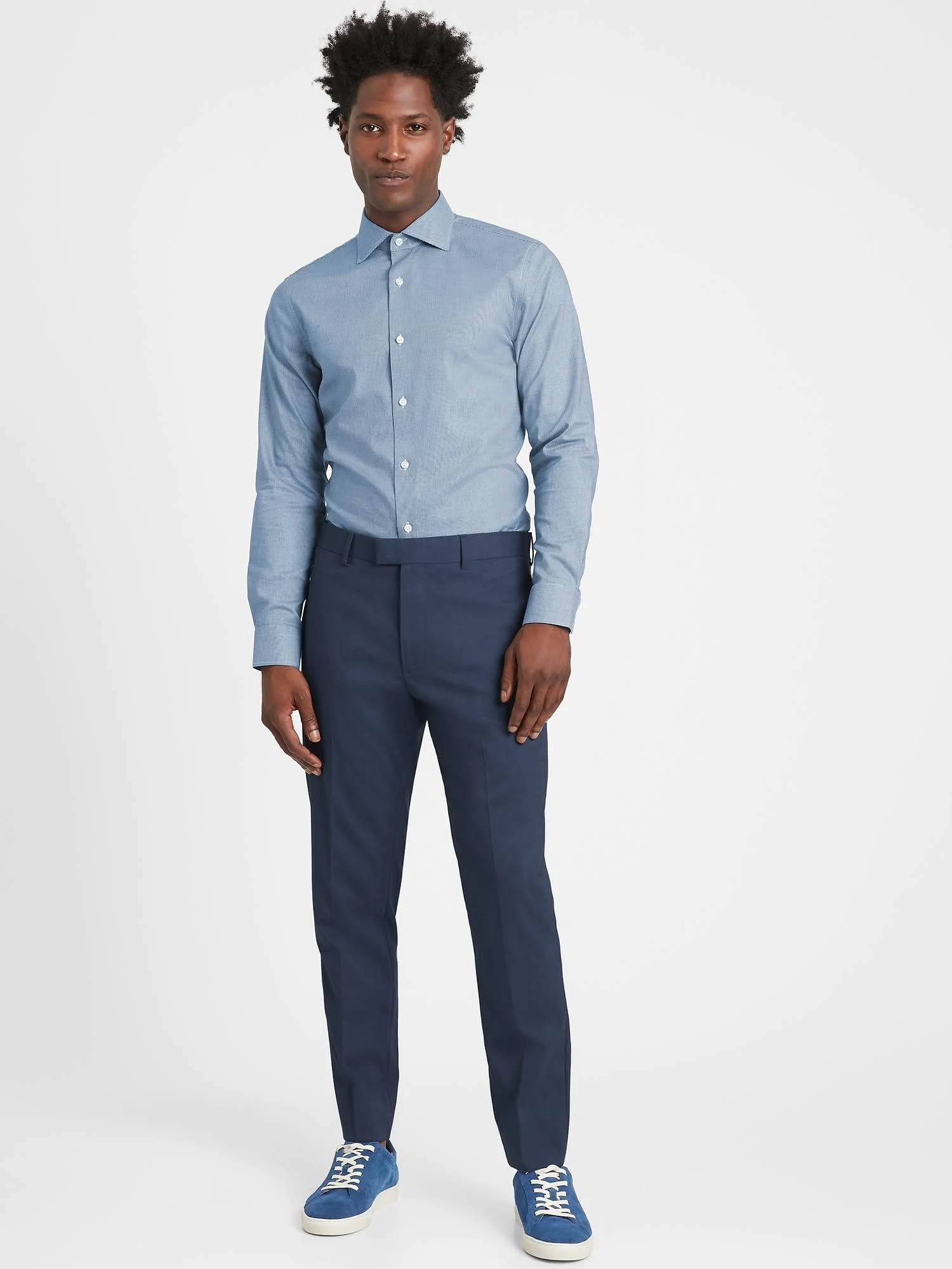 Banana Republic Men's Slim Non-Iron Stretch Cotton Solid Pant Navy Size 35W 34L