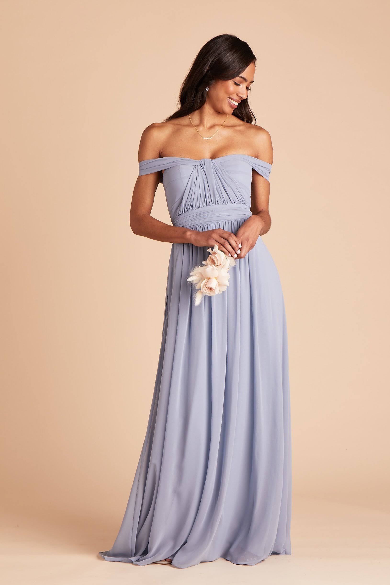 Birdy Grey Grace Convertible Chiffon Bridesmaid Dress in Dusty Blue Xs / Dusty Blue / No Slit