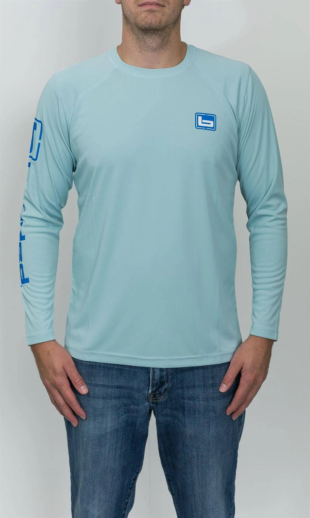 Banded Performance Adventure Mock Neck Shirt Turquoise XL, Blue