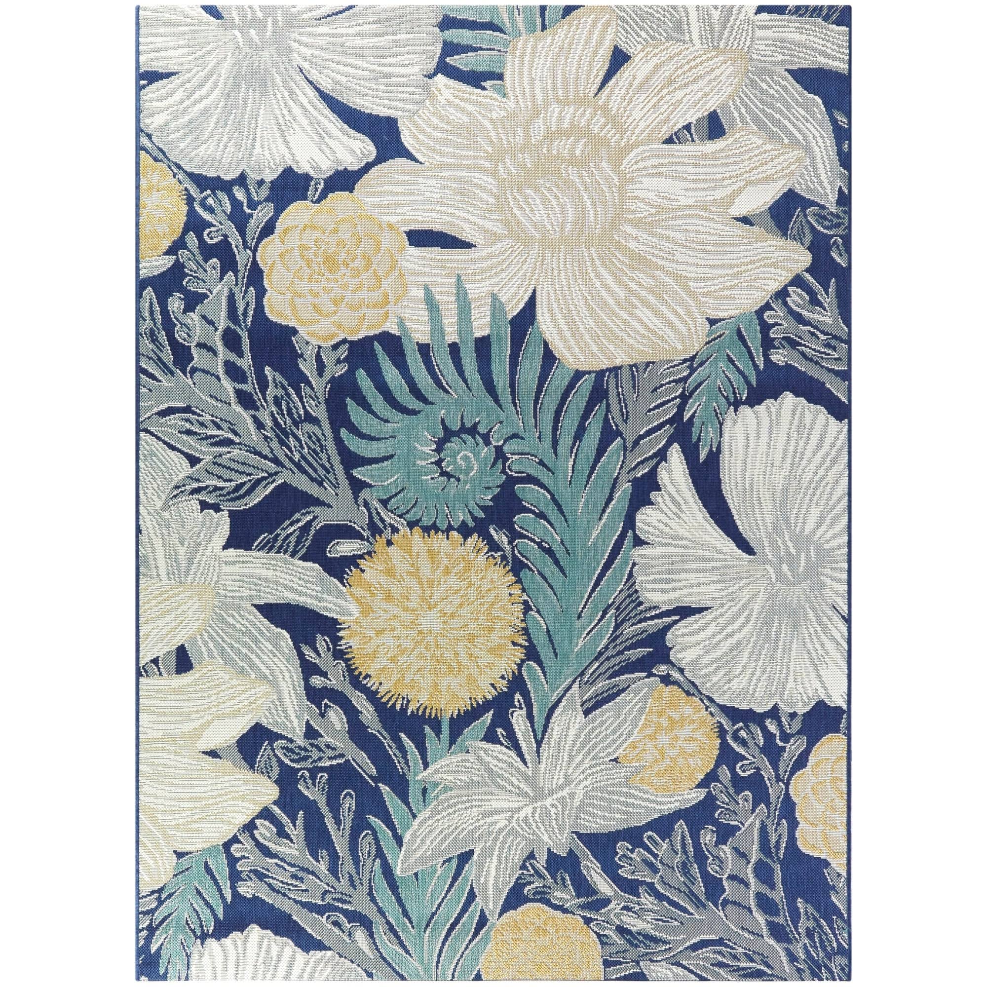Woodcut Floral Outdoor Rug - 5&x7& - Threshold, Blue Green