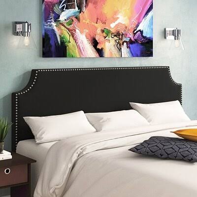 Willa Arlo Interiors Alamak Velvet Notched Nail Button Upholstered Panel Headboard