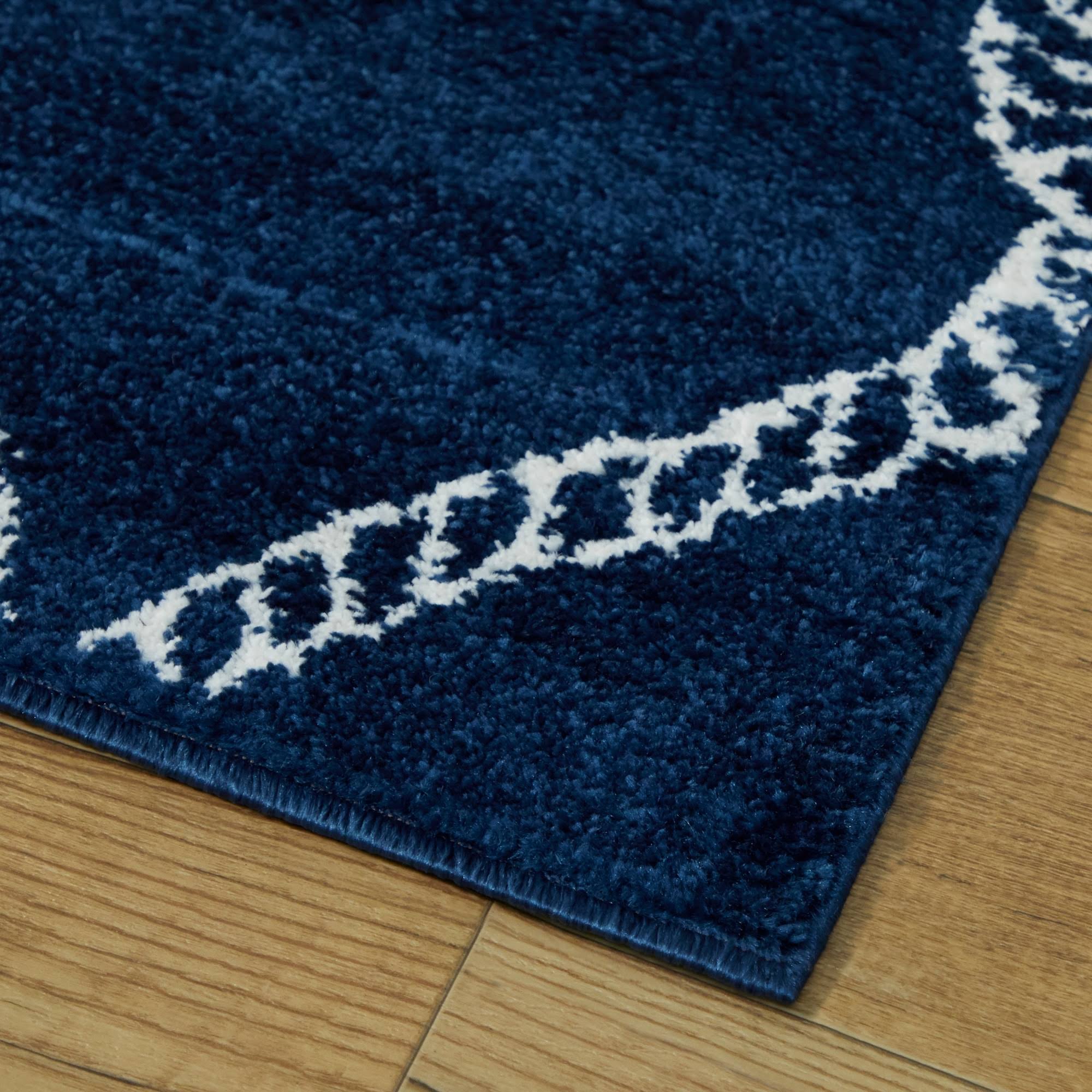 Fischer Nautical Trellis Coastal Area Rug - 2&7x22 x 7& Runner - Navy