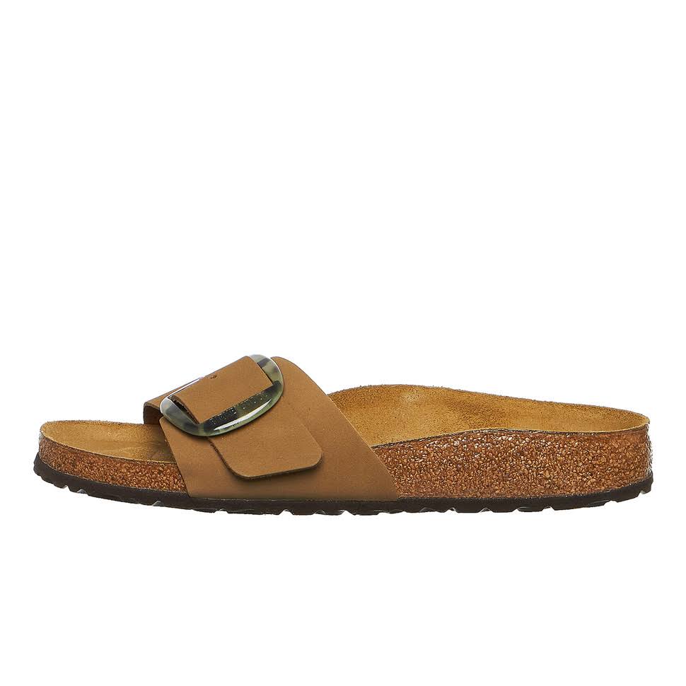 Birkenstock Madrid Big Buckle Mud Green Nubuck Leather Mules Size: 39,