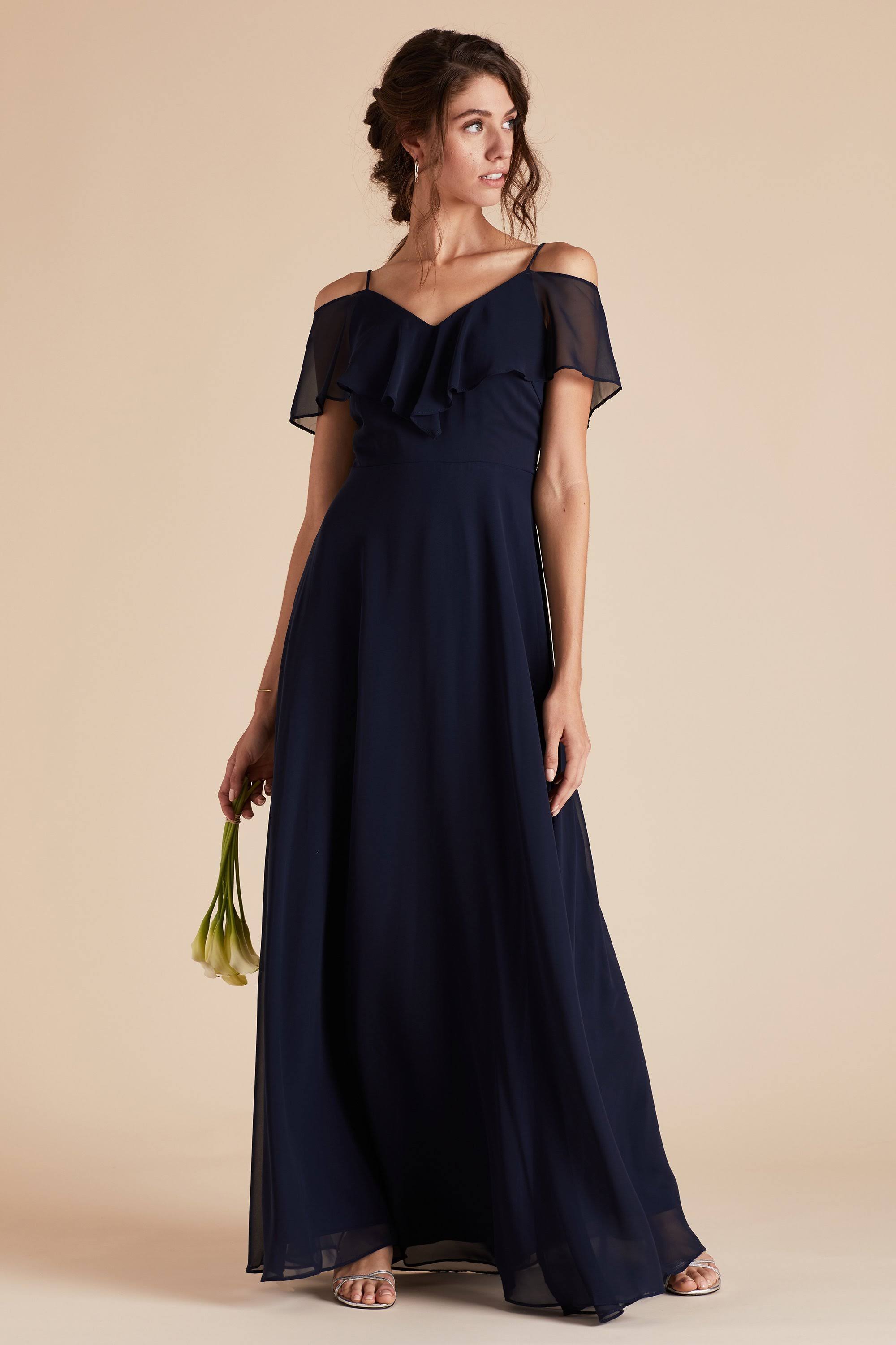 Birdy Grey Jane Convertible Chiffon Bridesmaid Dress in Navy M / Navy