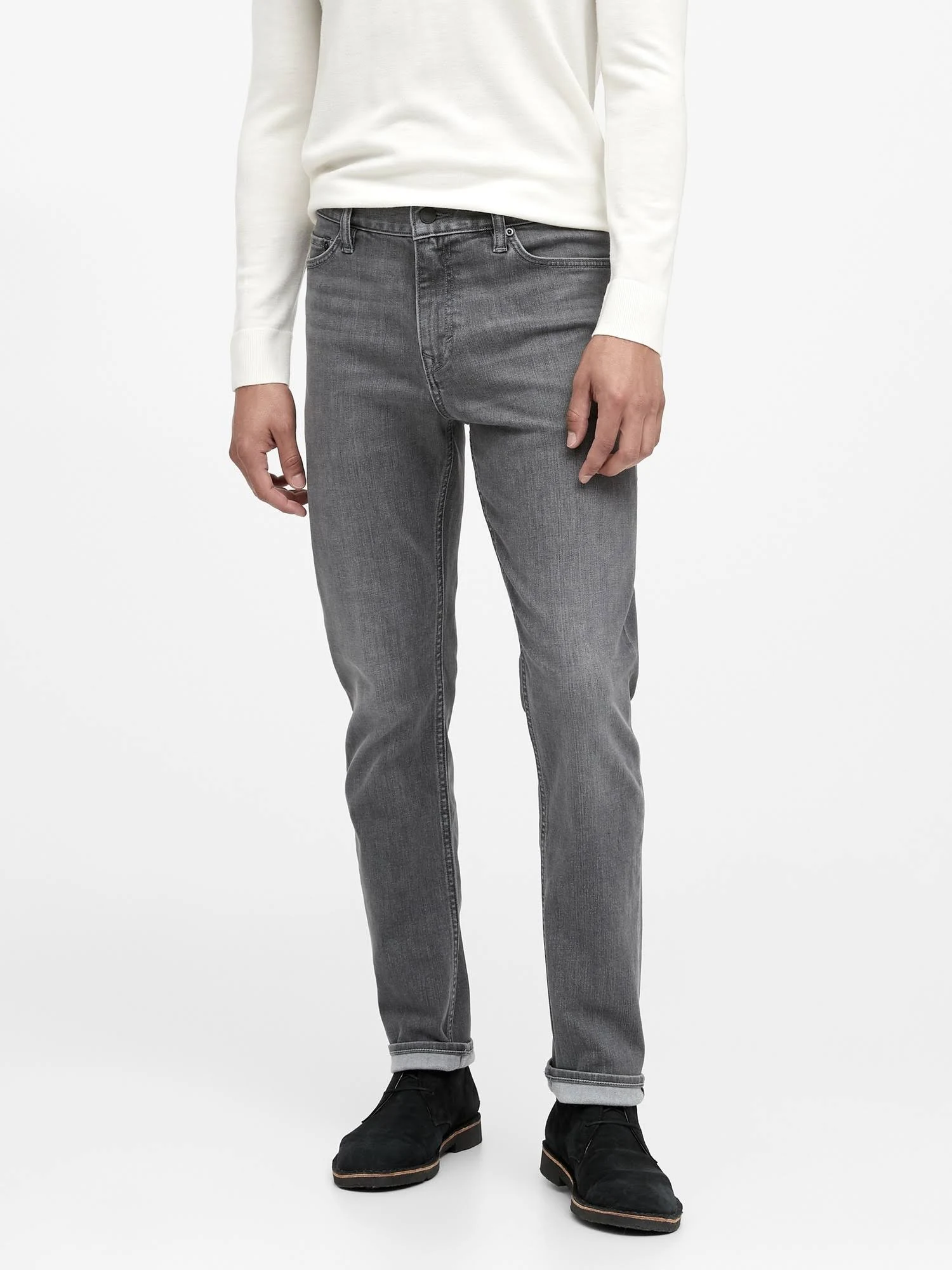 Banana Republic Men's Slim Rapid Movement Denim Jean with Coolmax Technology Slate Gray Wash Tall Size 35W 36L