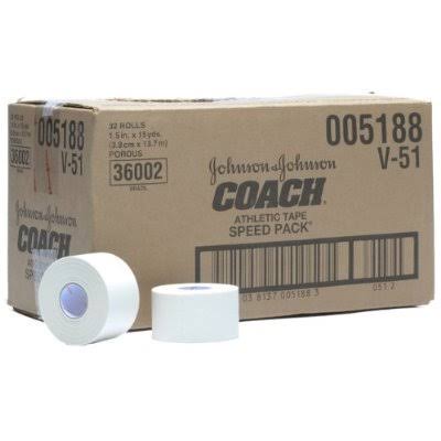 Coach Athletic Tape, Porous Cotton 1-1/2 inch x 15 Yard White NonSterile, Johnson & Johnson Consumer, 10381370051883 - Case