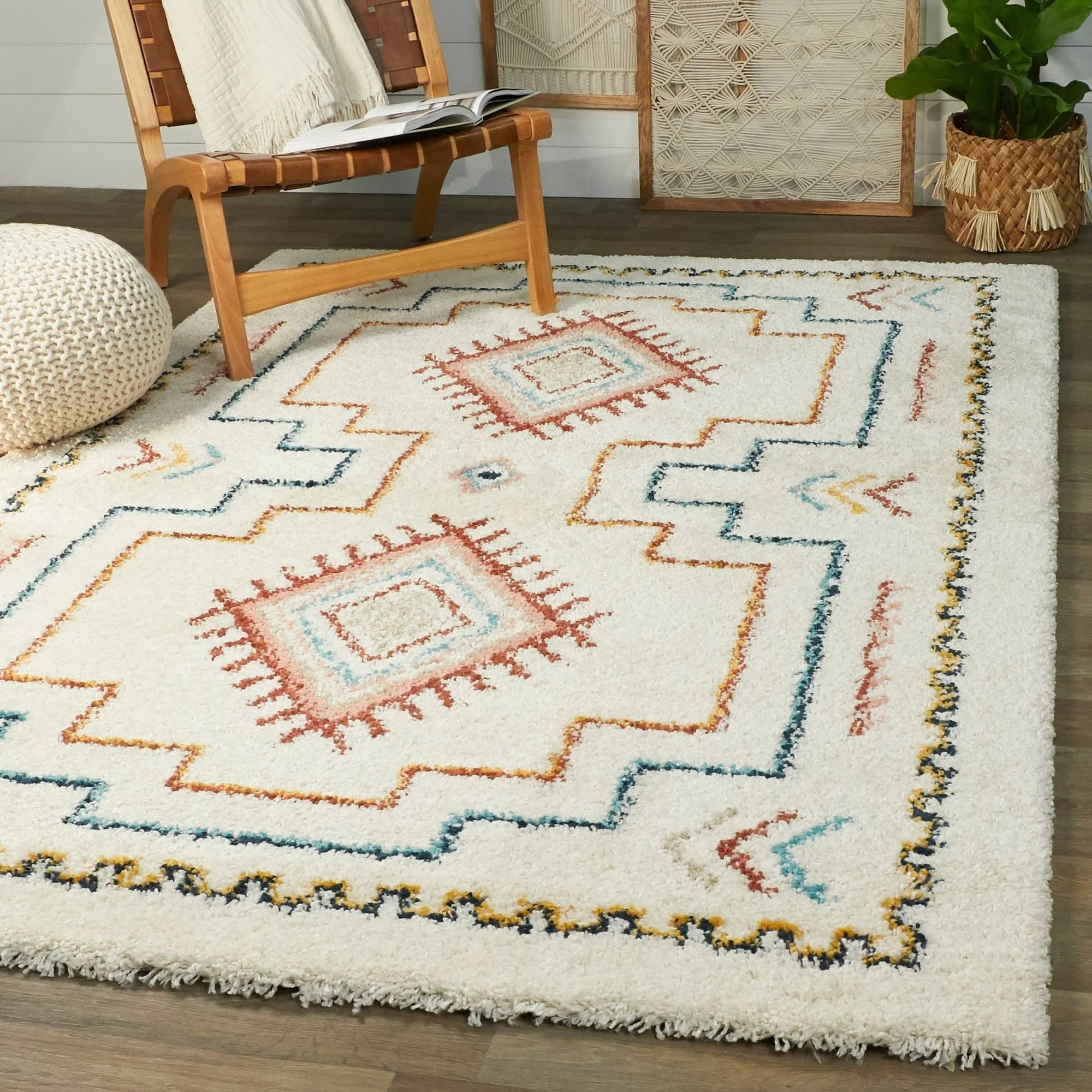 Balta Bandele White 5 ft. x 7 ft. Berber Shag Area Rug