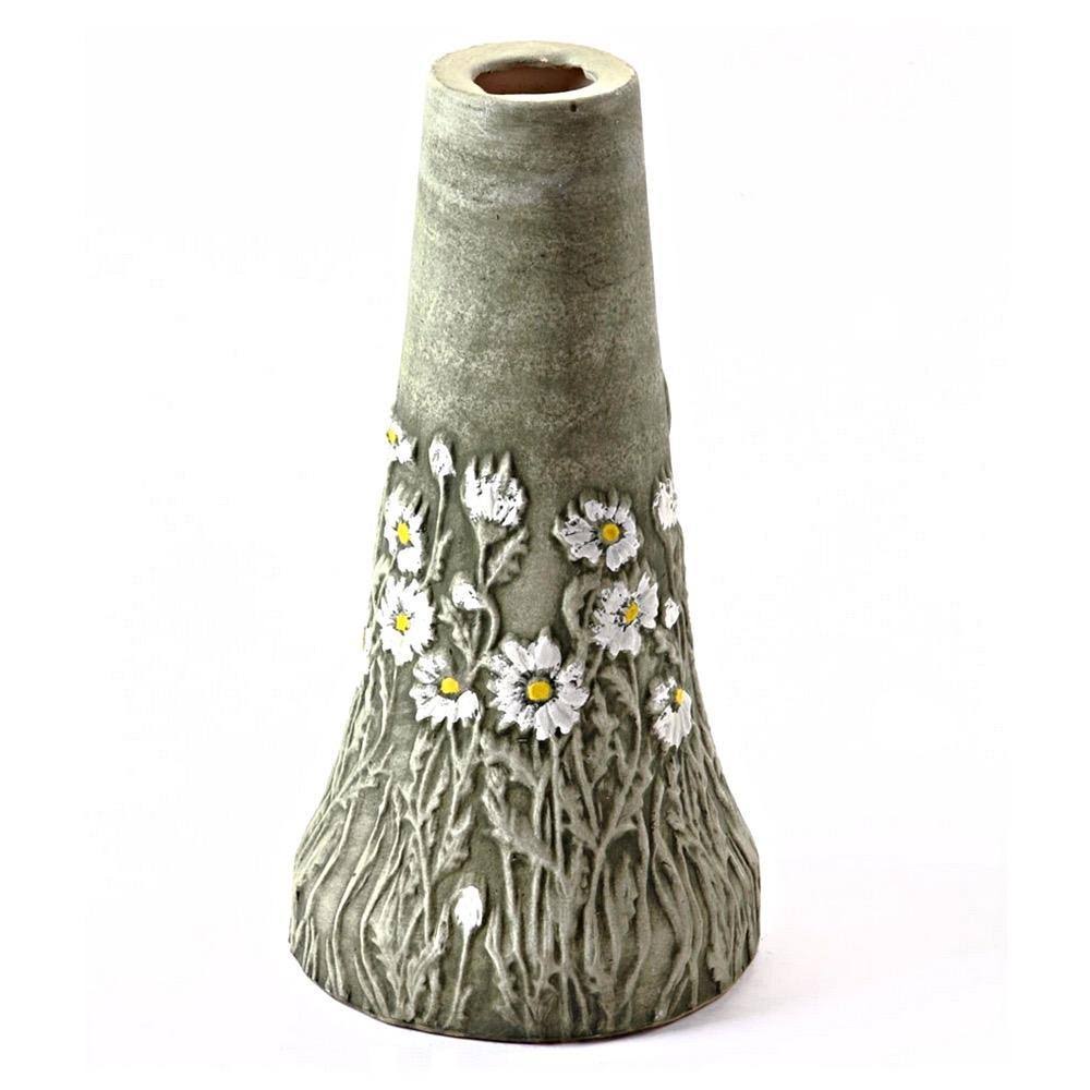 Birds Choice Burley Flowering Daisy Clay Bird Bath, Medium, Green